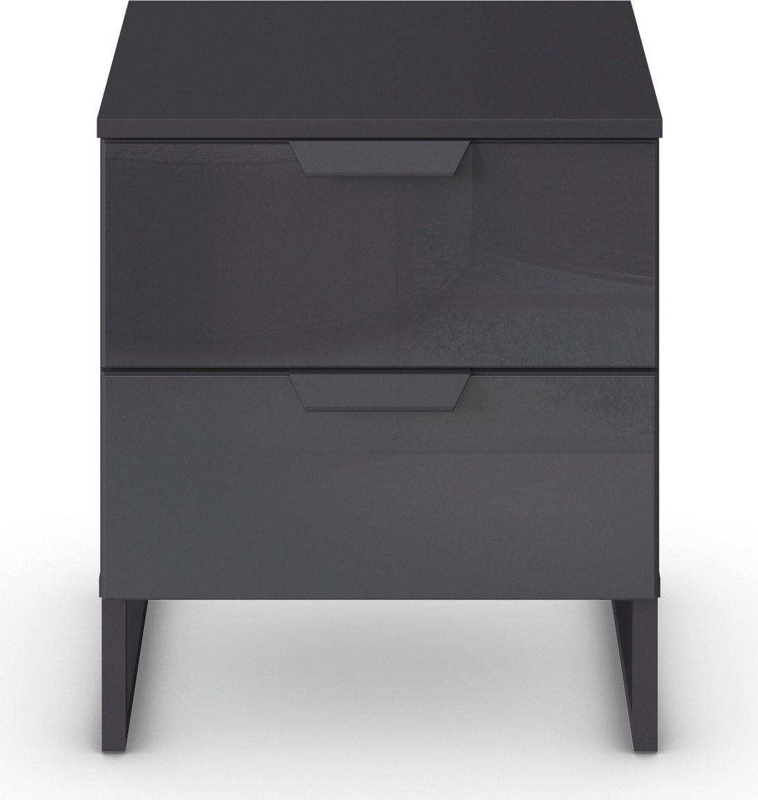 rauch Nachtkastje Modern by Aditio met glazen front en sledevoet, 2 lades met softclose-functie