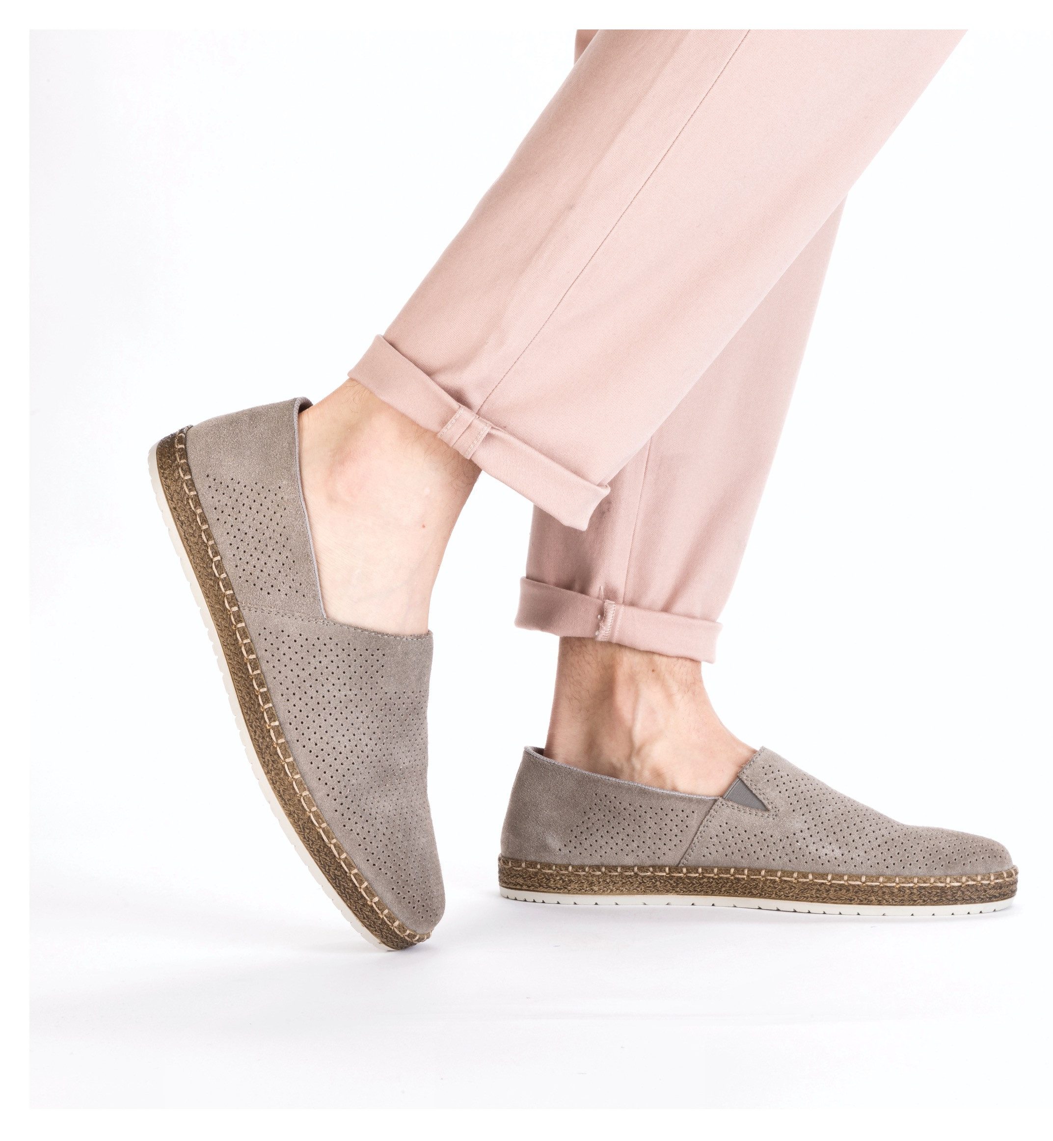 Rieker Instappers , instapschoen, casual slipper, moccasin met perforatie