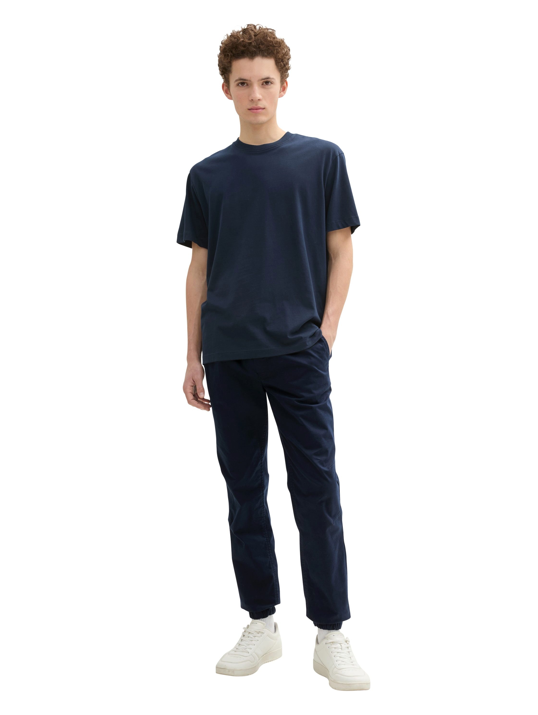 Tom Tailor Denim Chino met elastische band aan de broekspijp en bindband