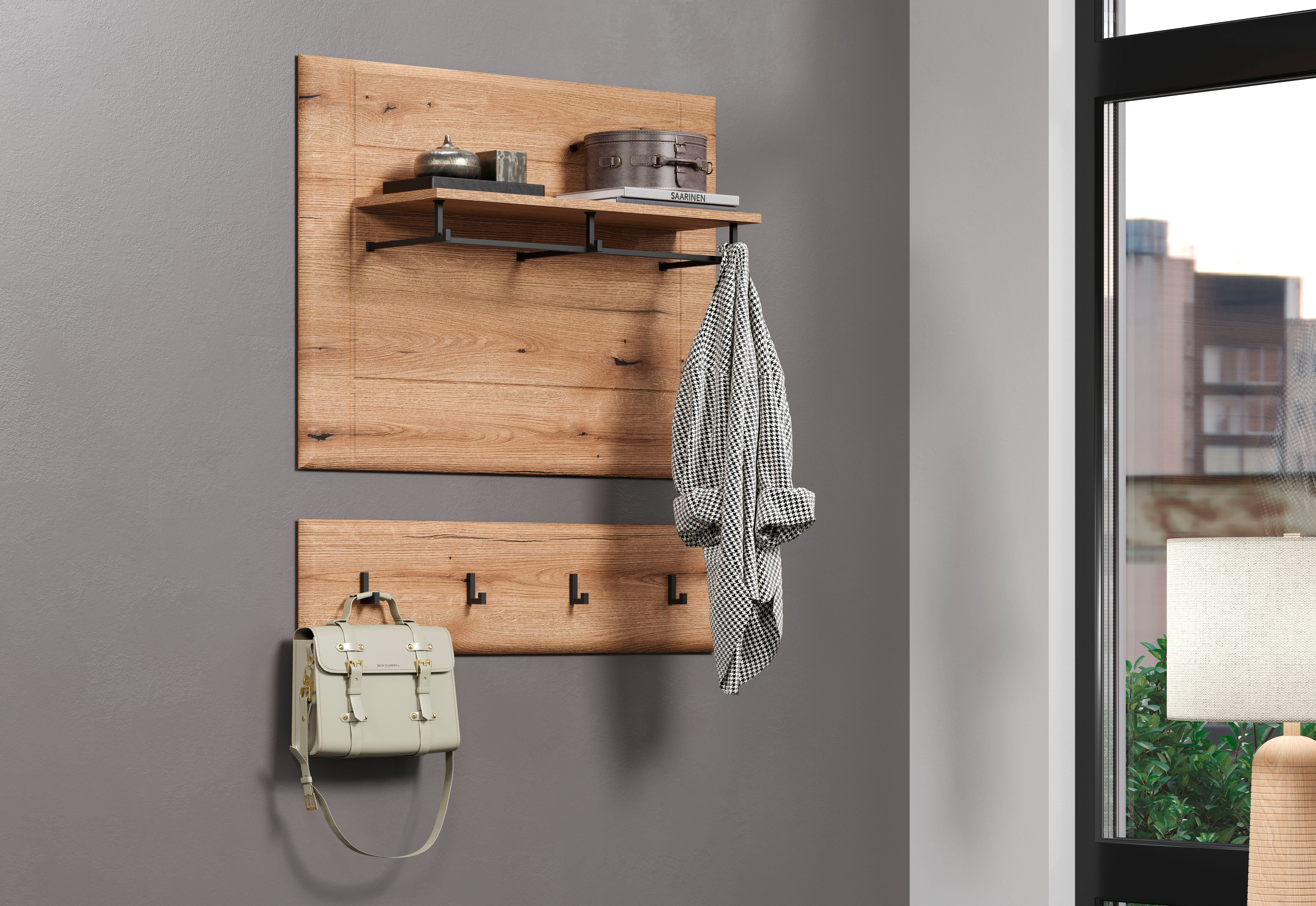 INOSIGN Wandrek Graz Afmetingen (B/H/D in cm): (91/70/26) - kleur: wit hoogglans en eik (1 stuk)