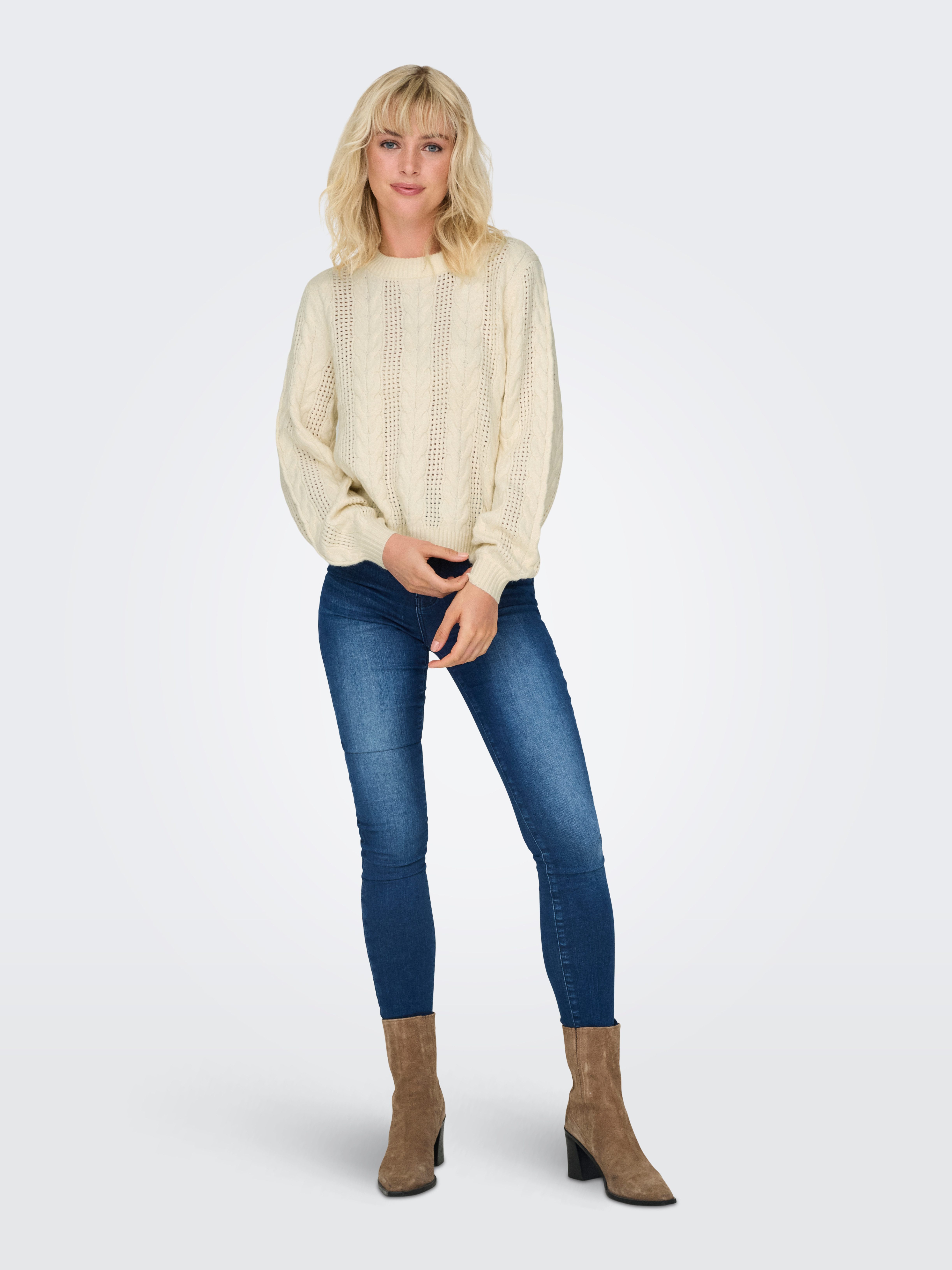 Only Trui met ronde hals ONLRUBINA LS CABLE O-NECK KNT NOOS