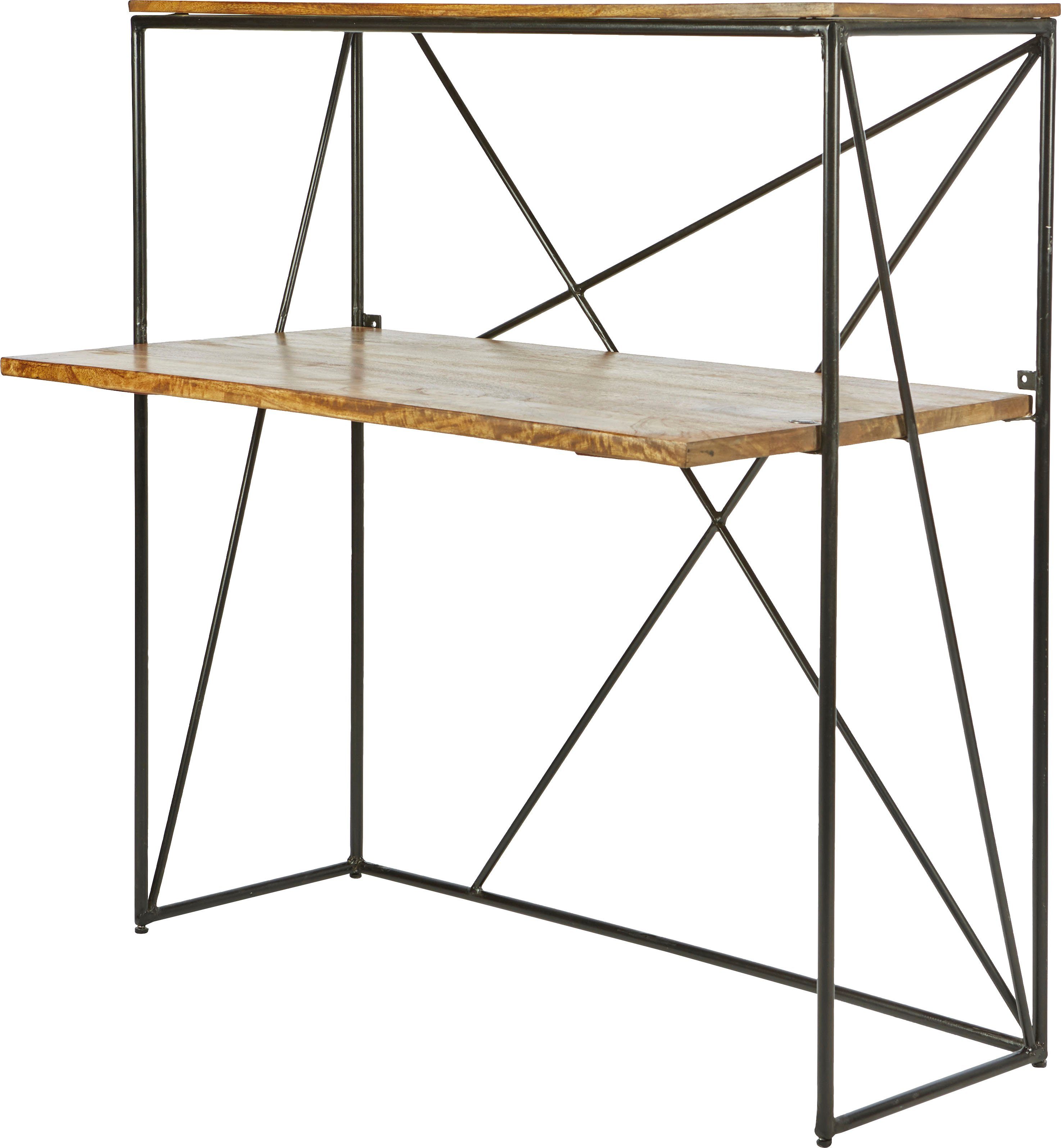 TOM TAILOR HOME Secretaire T-NEST SHELF OFFICE LOW middelhoog, open bureaurek, van mangohout en metaal