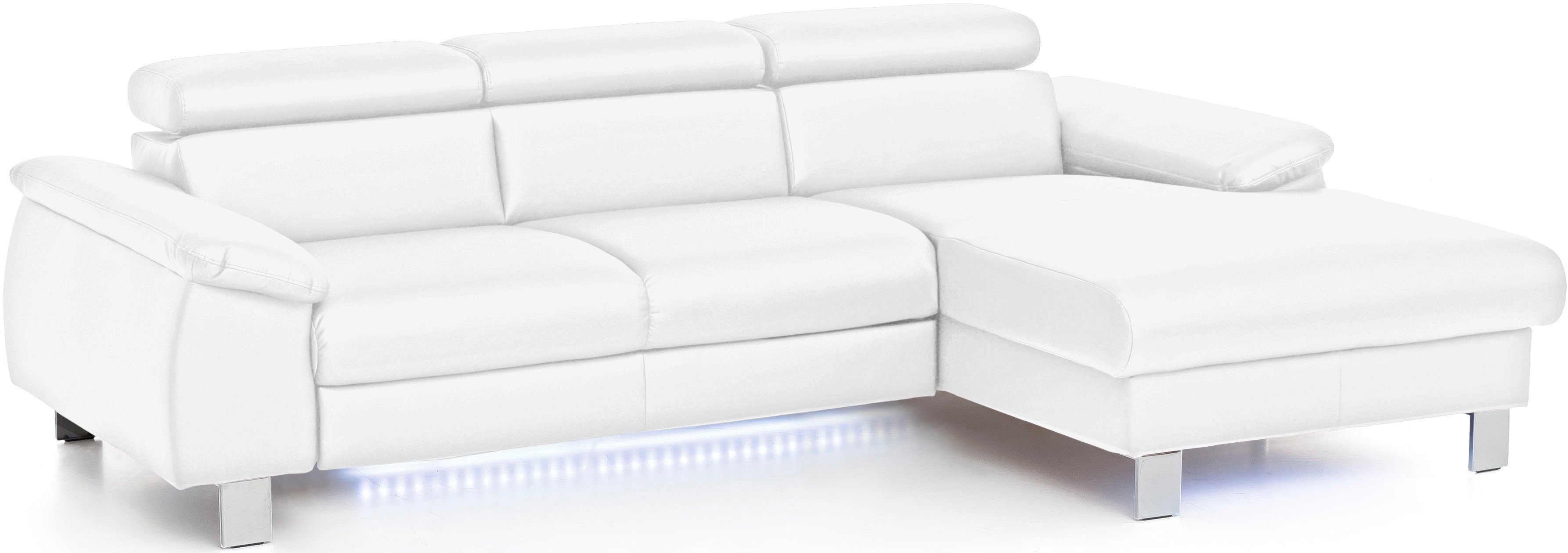 COTTA Hoekbank Komaris L-vorm met hoofdeindeverstelling keuze met bedfunctie, bedlade & verlichting