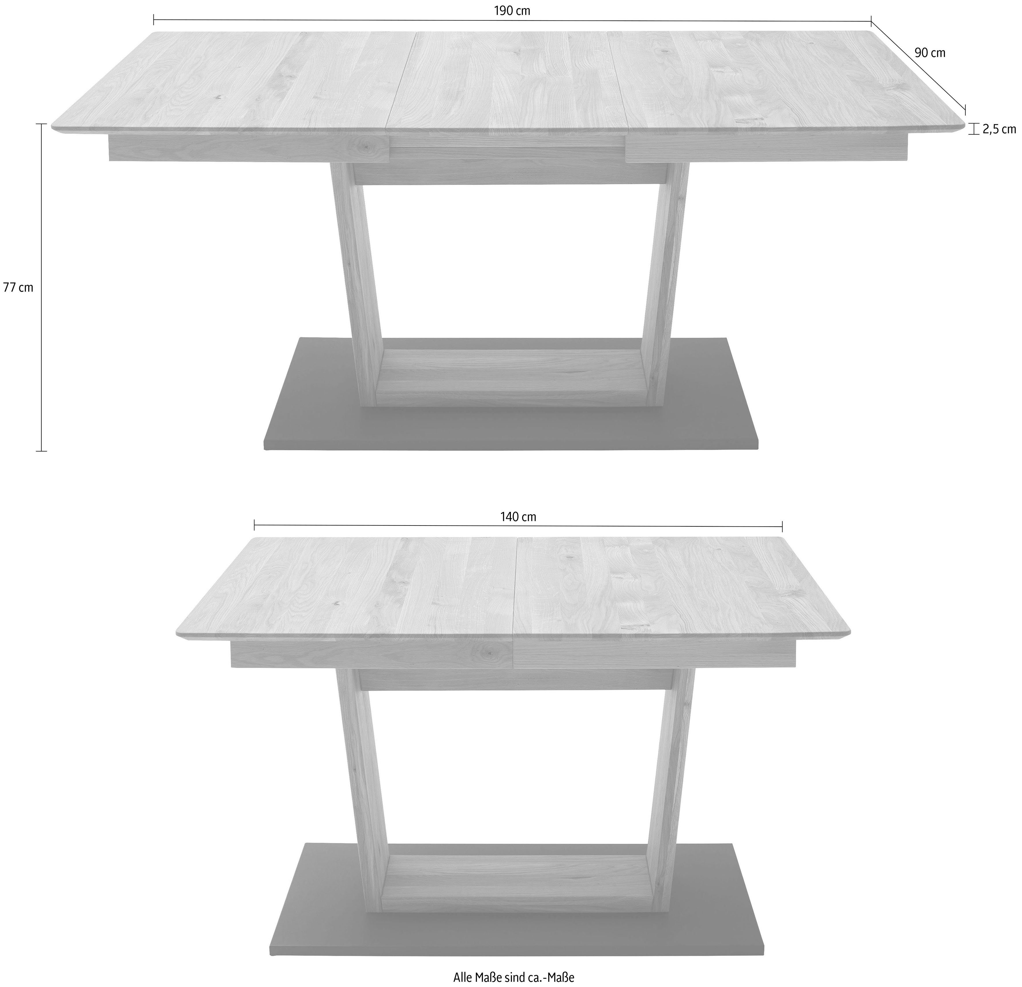 MCA furniture Eettafel Cuba Eettafel massief hout uittrekbaar, tafelblad met synchroon uittreksysteem