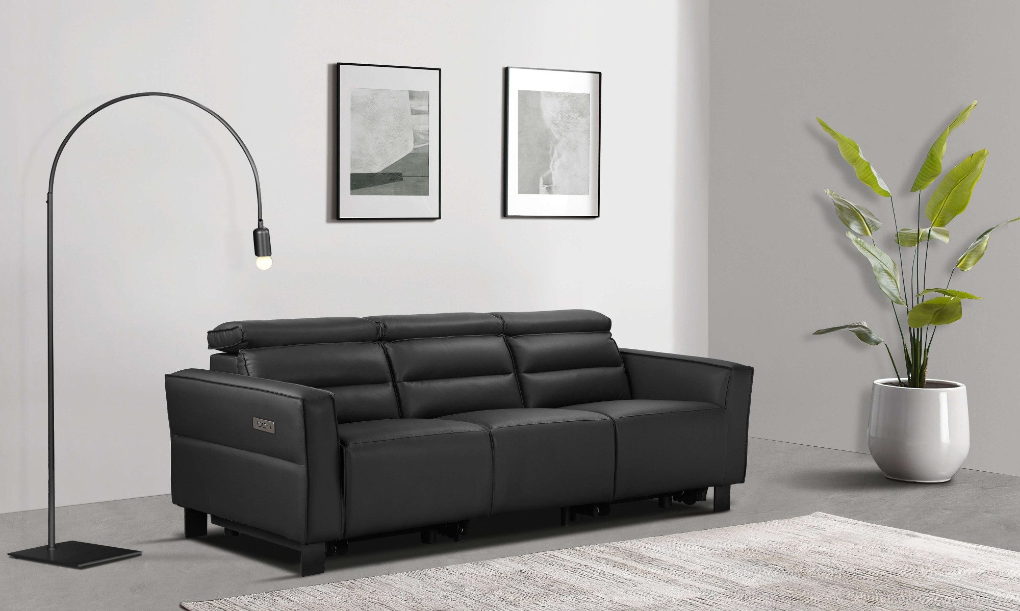 Places of Style 3-zitsbank Carpari, 224 cm, handmatige of elektrische relaxfunctie in 2 zitplaatsen
