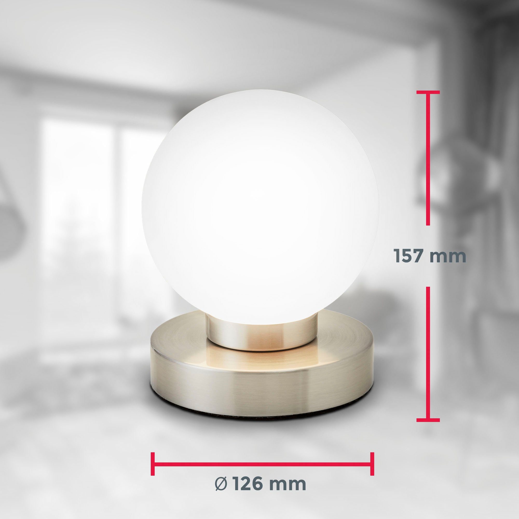 B.K.Licht Tafellamp BK_TL1087 Tafellamp, bedlampje met aanraaksensor, dimbaar (1 stuk)