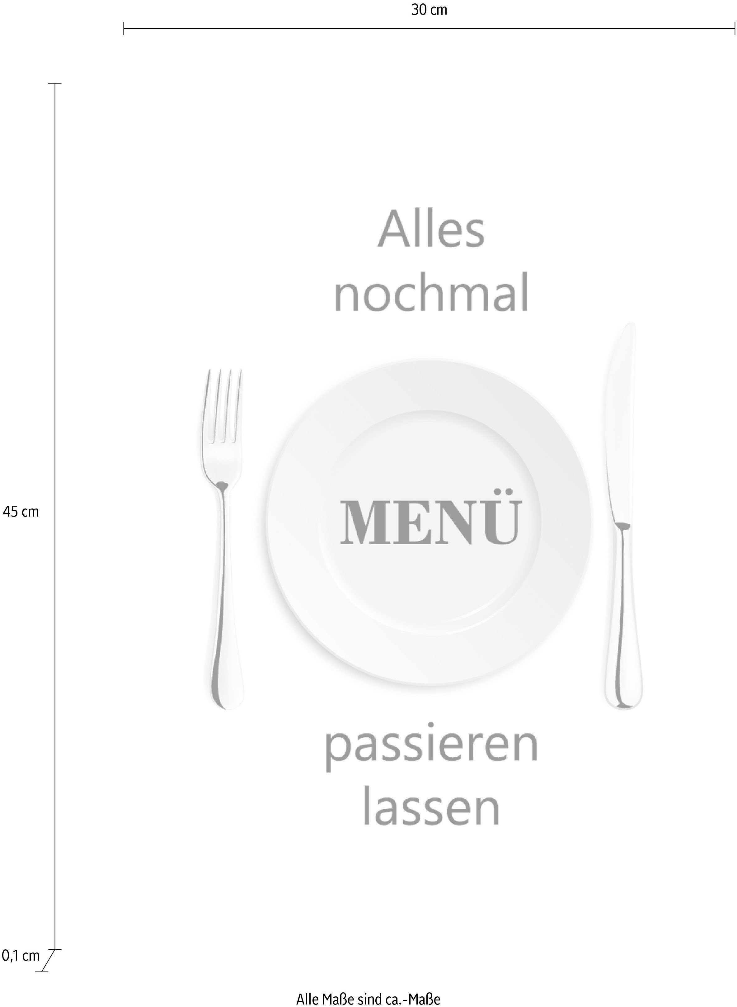 queence Sierobject voor aan de wand Menu Stalen bord, blikken bord, spreuk, grappig, wanddecoratie, retro, 20x30cm