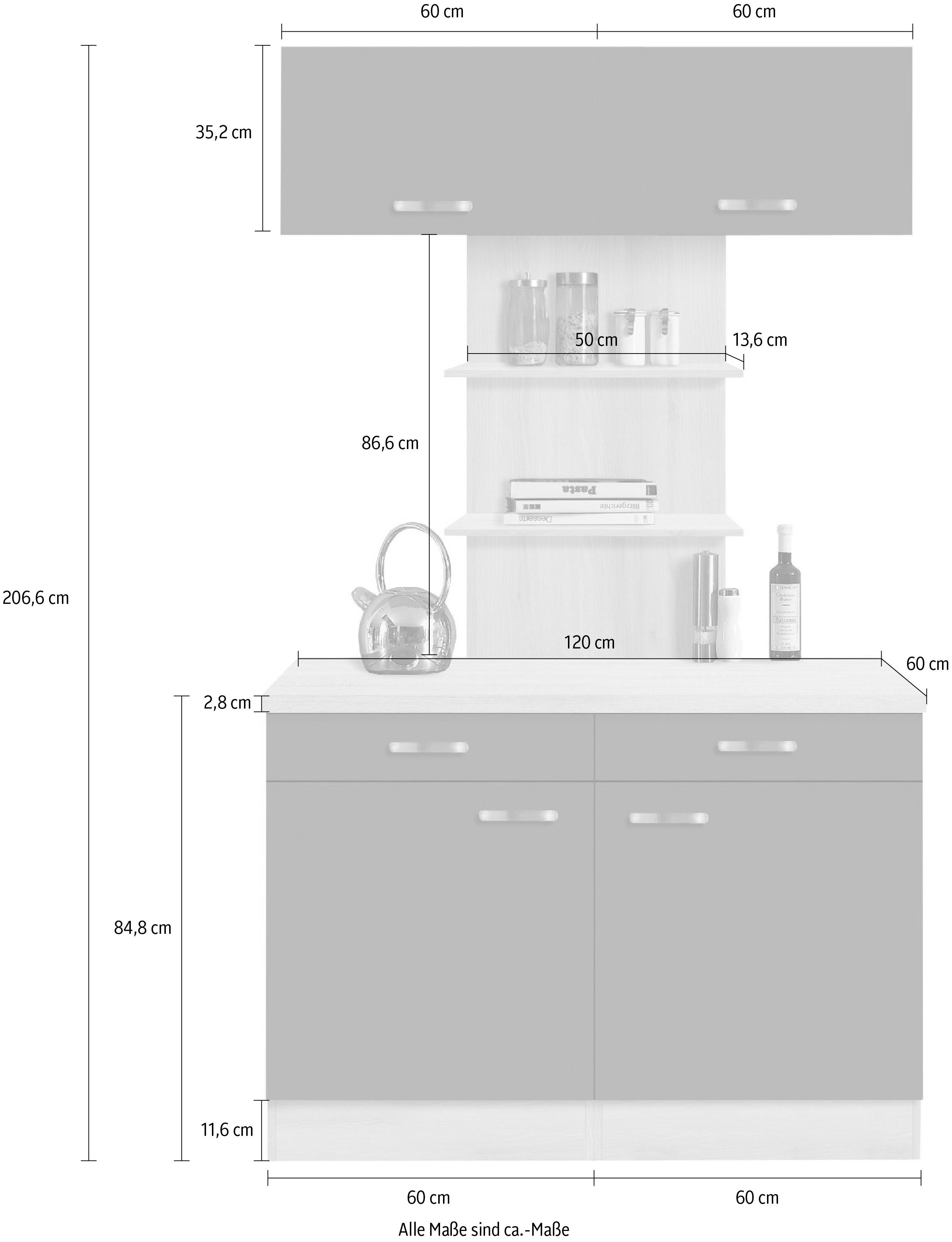 OPTIFIT Buffetkast Faro , met metalen handgrepen, breedte 120 cm