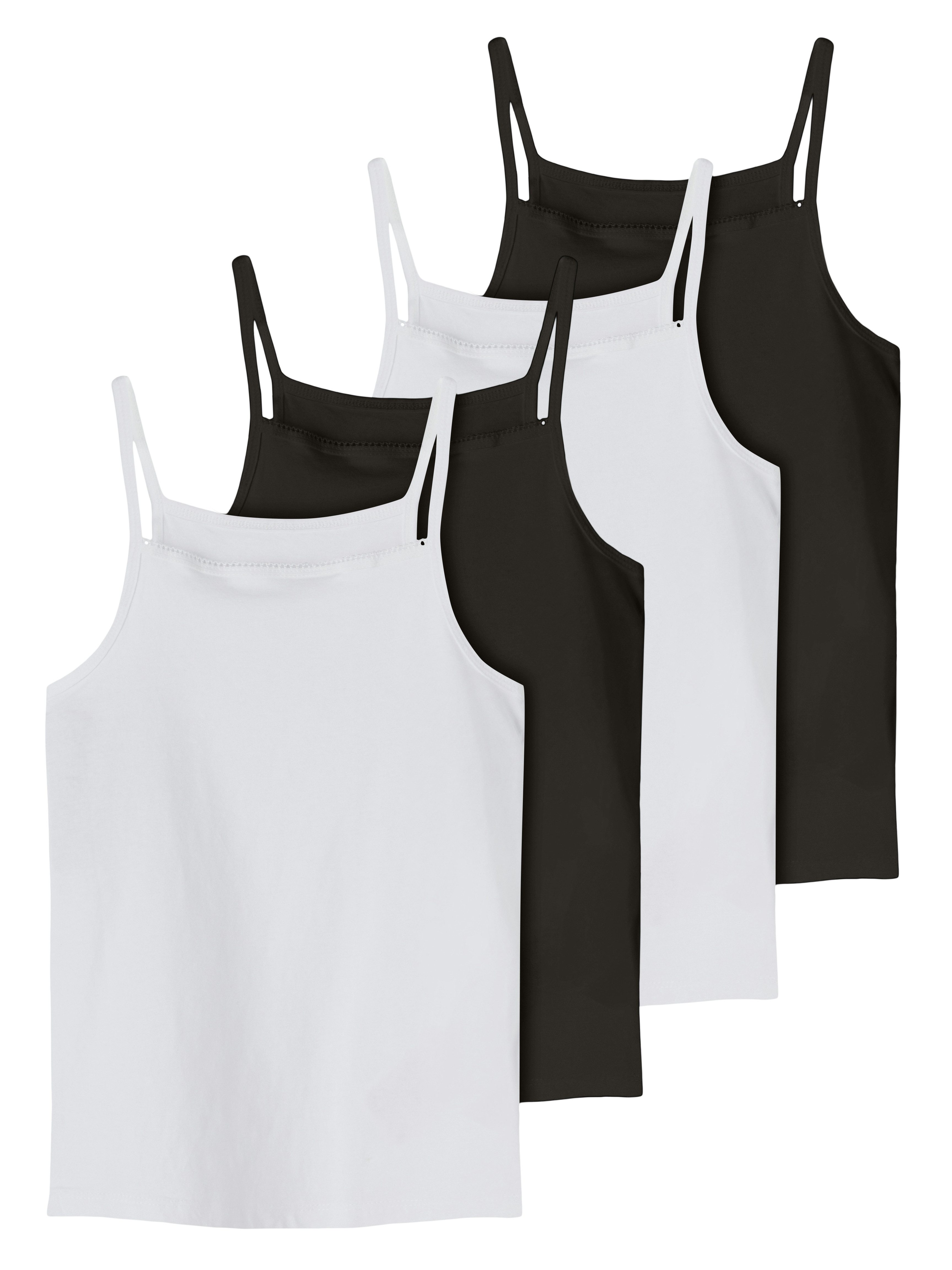 Name It Hemd NKFSTRAP TOP 4P BLACK WHITE SOLID NOOS (set, 4 stuks)