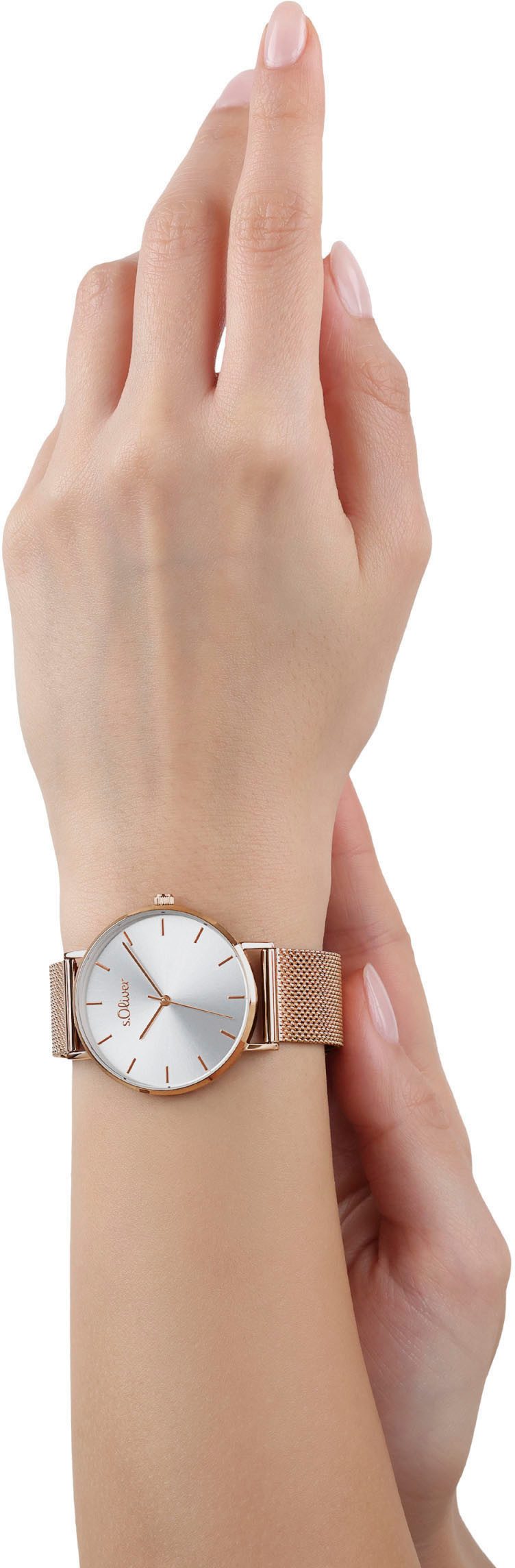 s.Oliver Kwartshorloge Horloge, dameshorloge, analoog, stalen armband