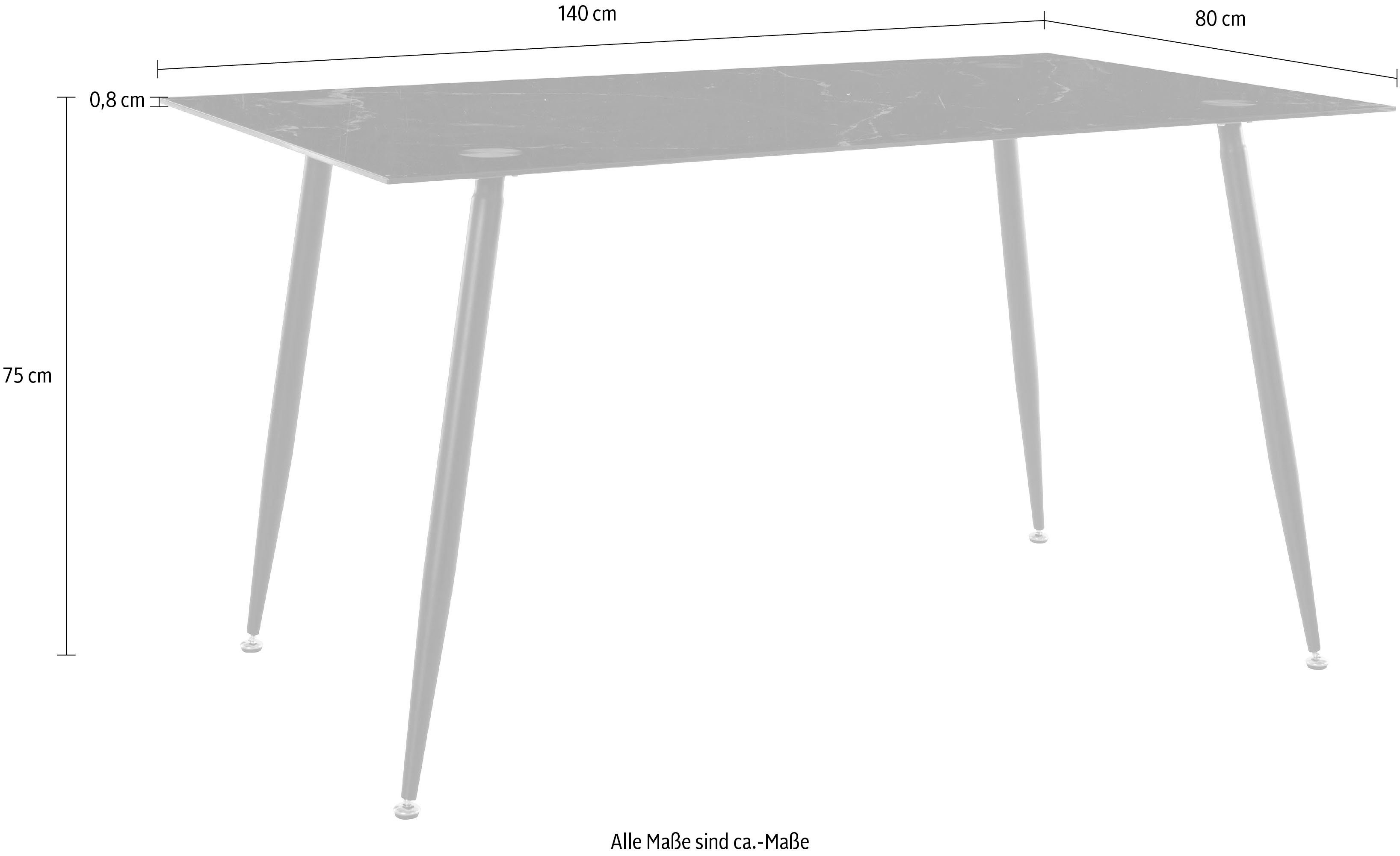 Homexperts Glazen tafel Romeo Breedte 140 cm, in marmerlook