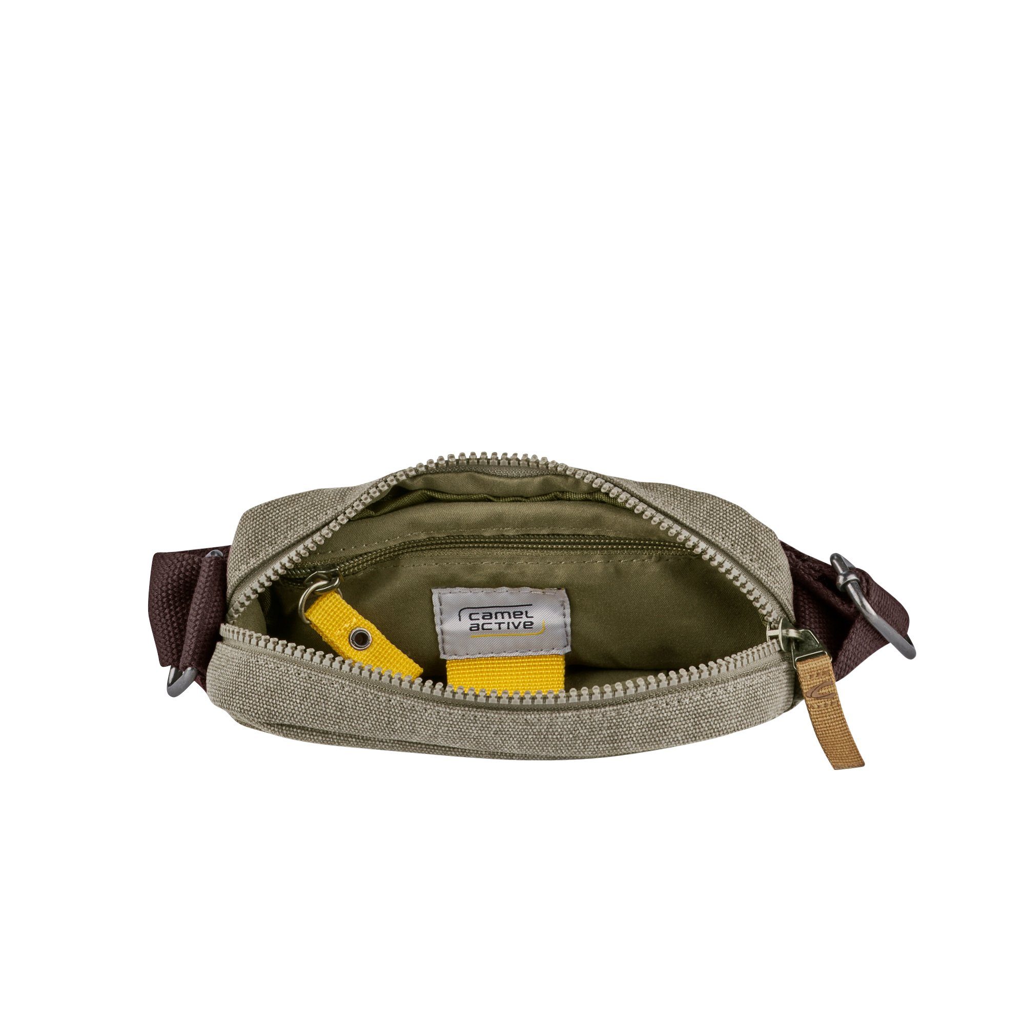 camel active Schoudertas Air Canvas model van zacht lederimitatie afgewerkt met applicaties