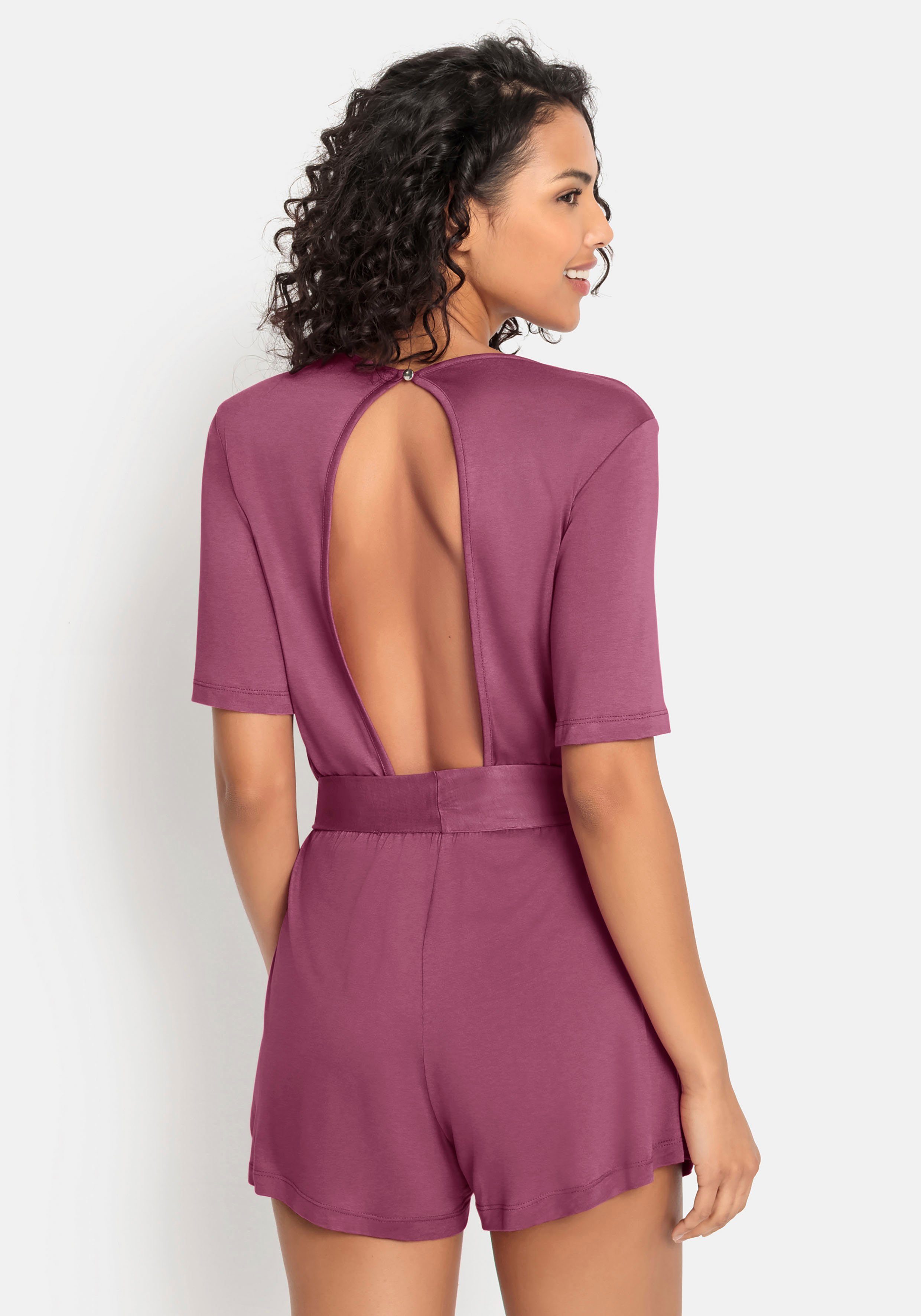 Buffalo Korte jumpsuit met diepe ruguitsnede, modieus, dames jumpsuit (Met een bindceintuur)