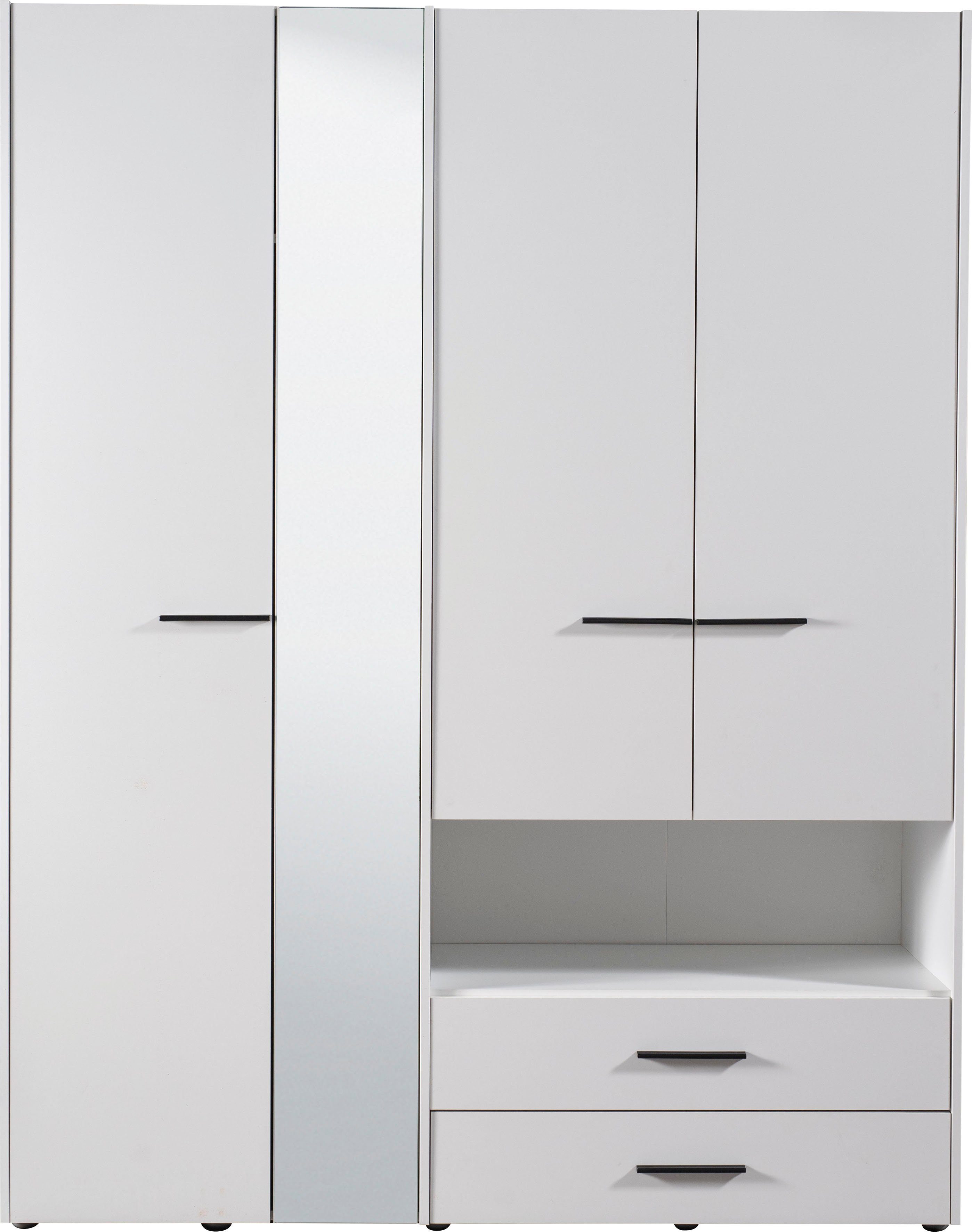 INOSIGN Kledingkast Leon, FSC®-gecertificeerd houtmateriaal met spiegel, binneninrichting en 2 lades, 127,5x55x205,5 cm