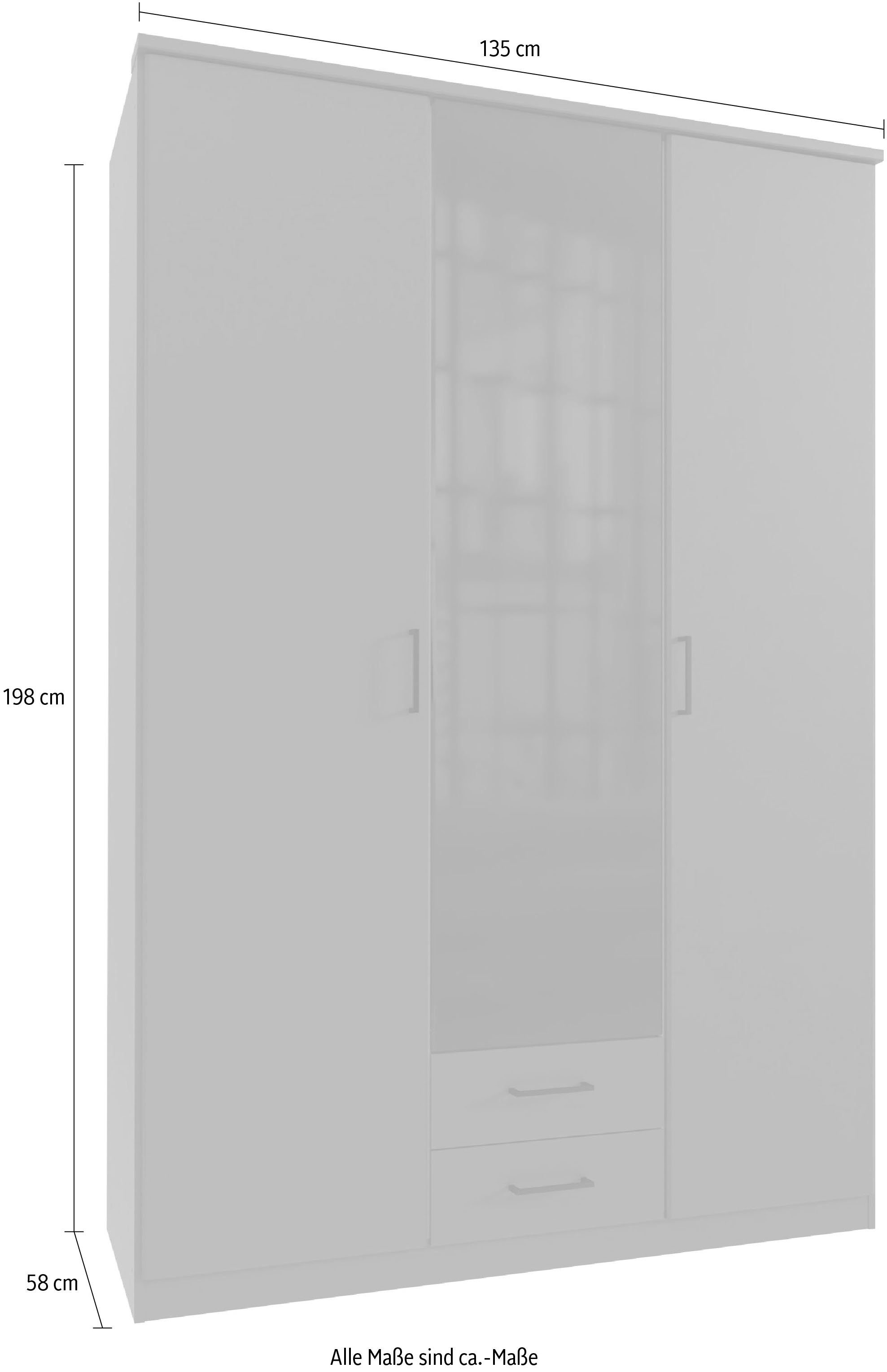 Wimex Draaideurkast Soest met gekleurde glazen deur, naar keuze 135 of 180 cm breed