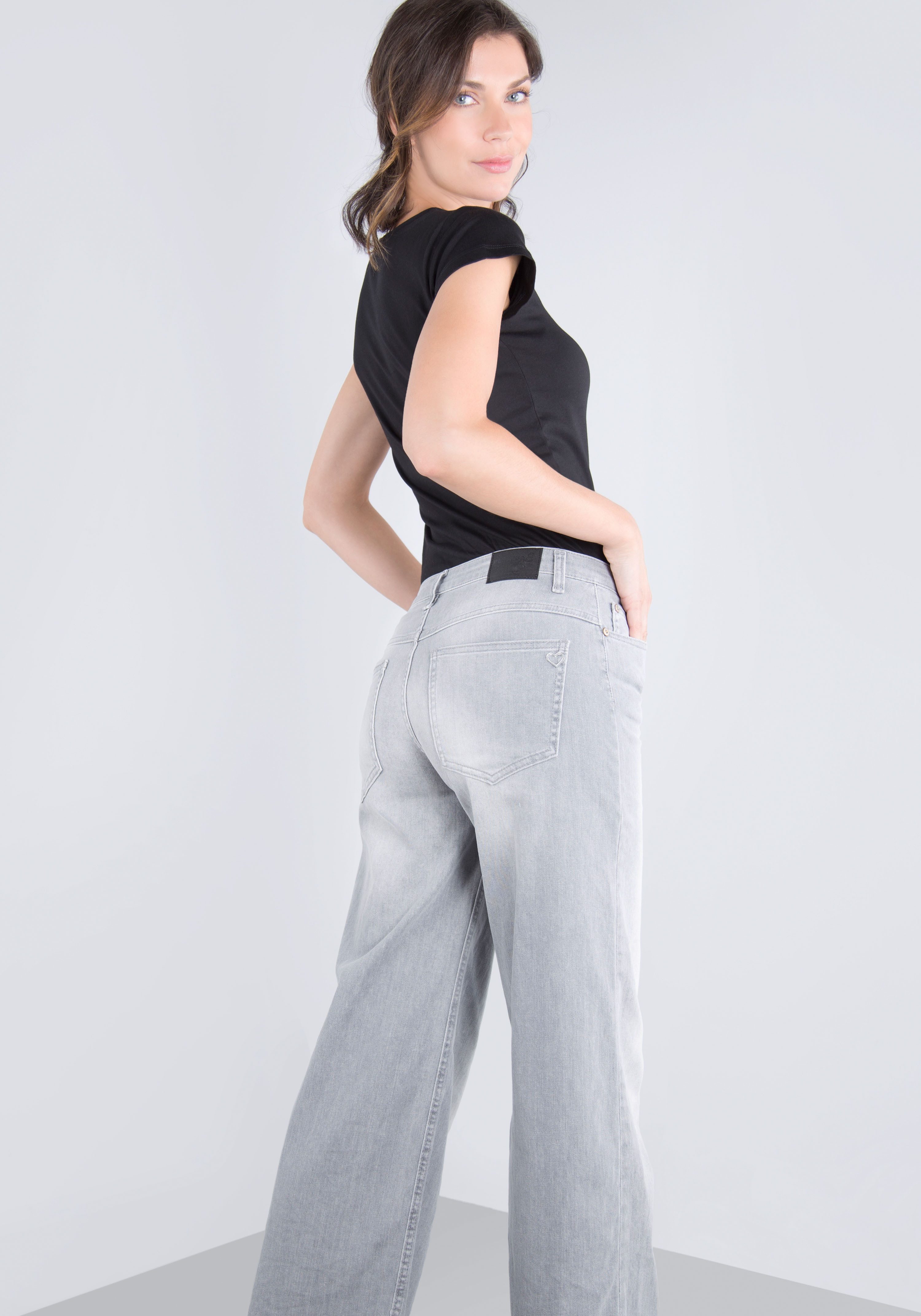 Please Jeans 5-pocket jeans met brede pijp en fade-out effecten