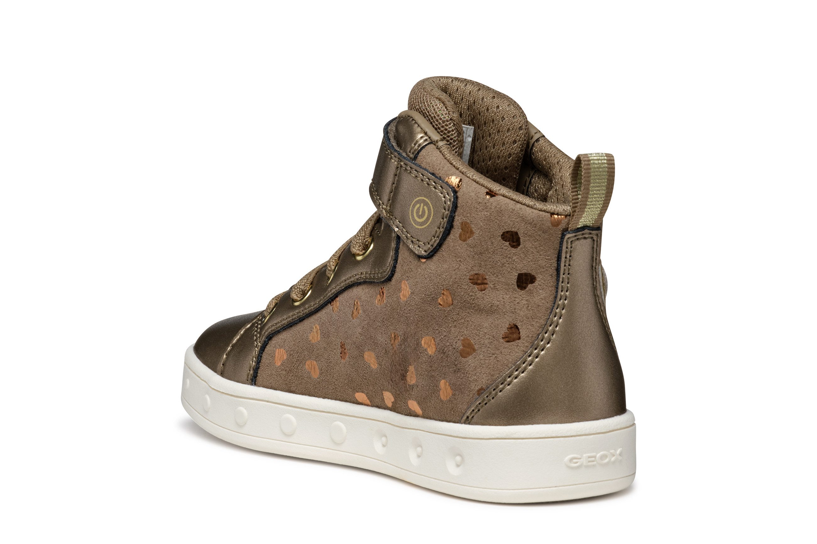 Geox Sneakers J SKYLIN GIRL Knipperschoen Veterboots met glitter, blinkfunctie, maatsjabloon om te downloaden