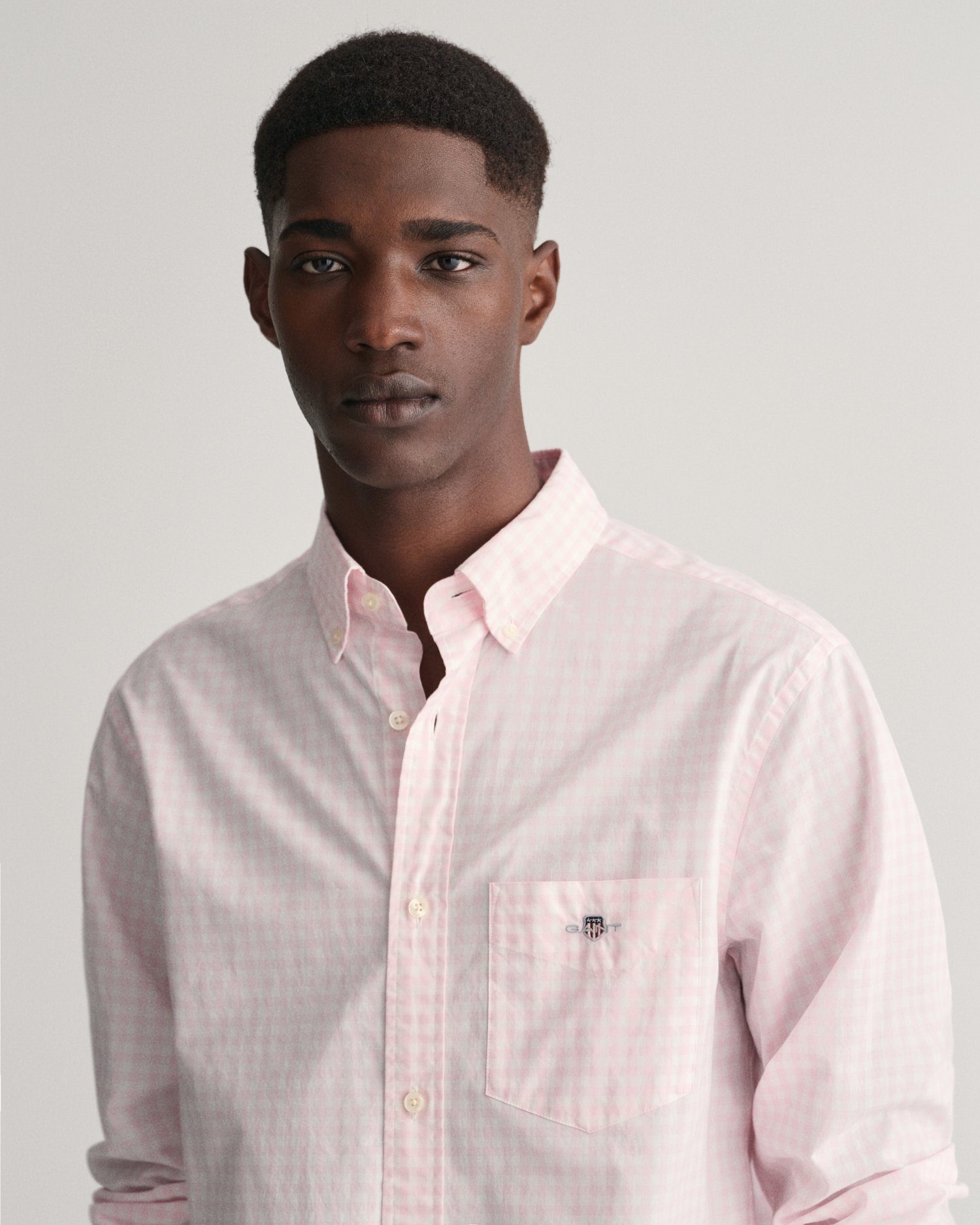 Gant Overhemd met lange mouwen REG POPLIN GINGHAM SHIRT met logoborduursel op borsthoogte