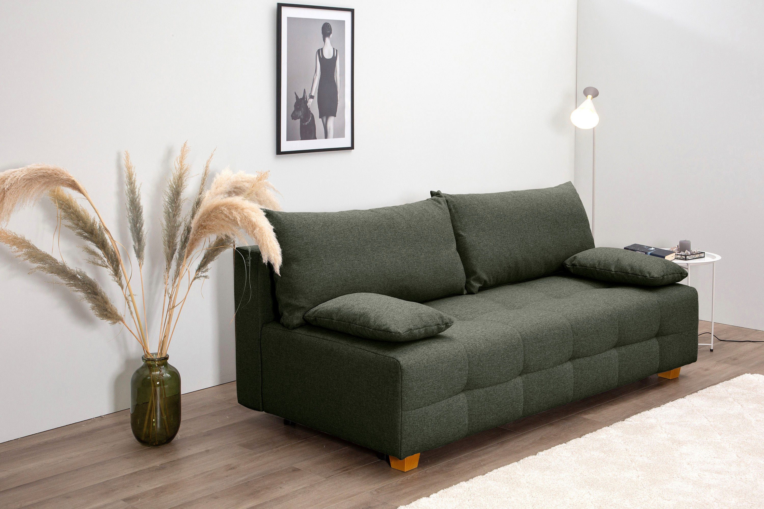 COLLECTION AB Slaapbank Bella Slaapbank, bedlade, bonellvering, rugkussen, armleuningkussen