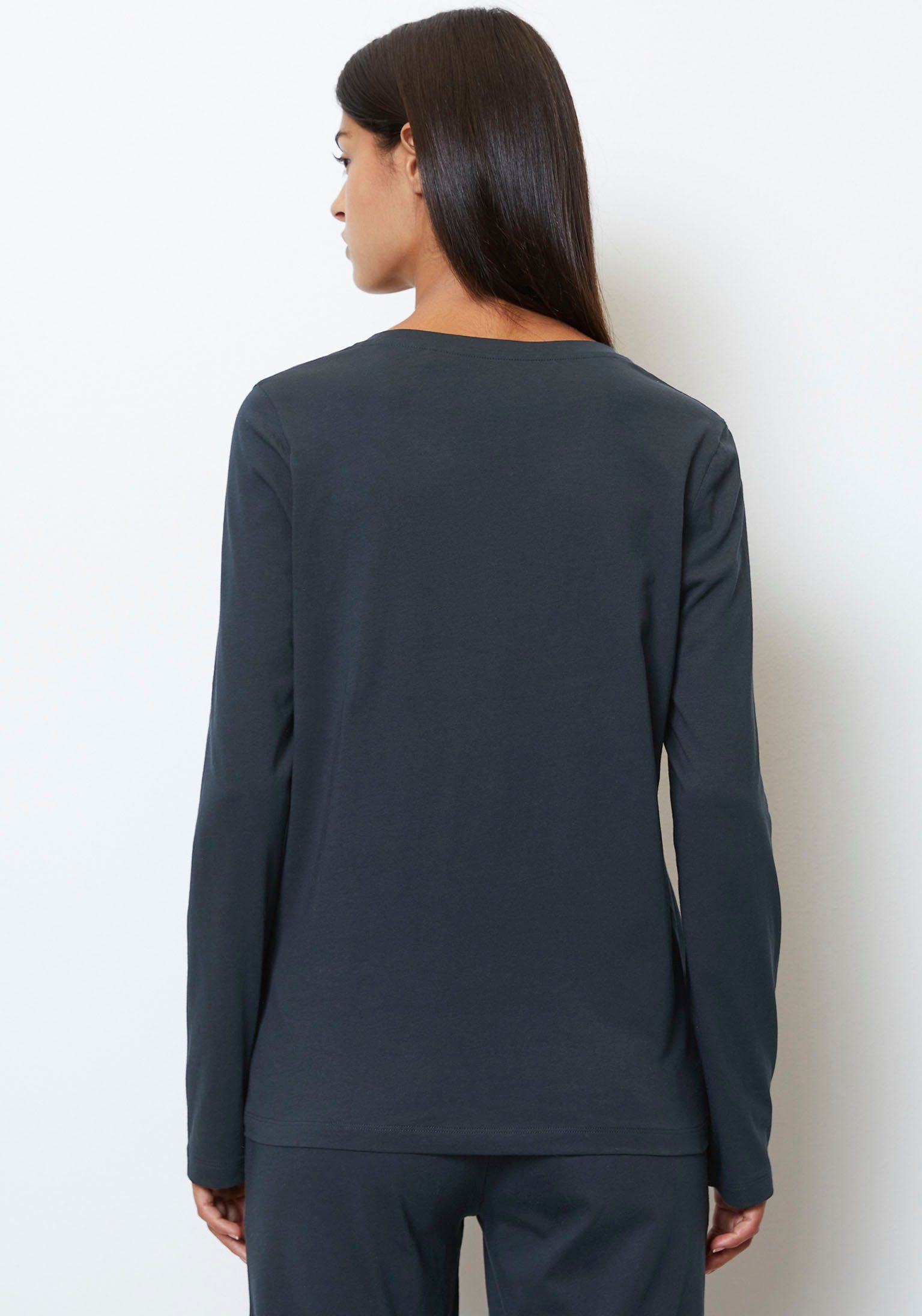 Marc O'Polo Shirt met lange mouwen Mix & Match Cotton met borstprint in contrastkleur