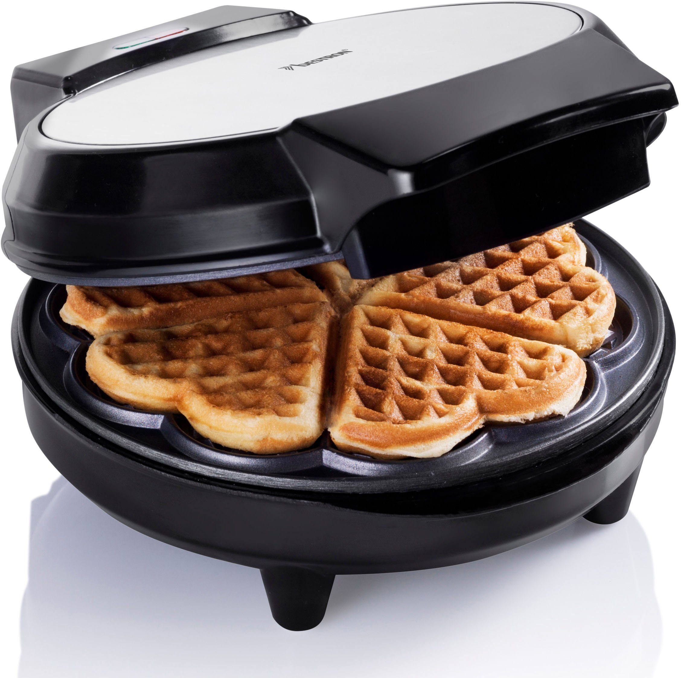 bestron Wafelijzer AWM700S klassieke hartvormige wafels, antiaanbaklaag, inclusief receptsuggesties