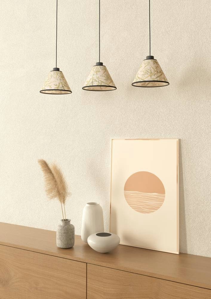 EGLO Hanglamp OXPARK Hanglamp, eetkamerlamp, textiel met bamboe bladeren, hanglamp (1 stuk)