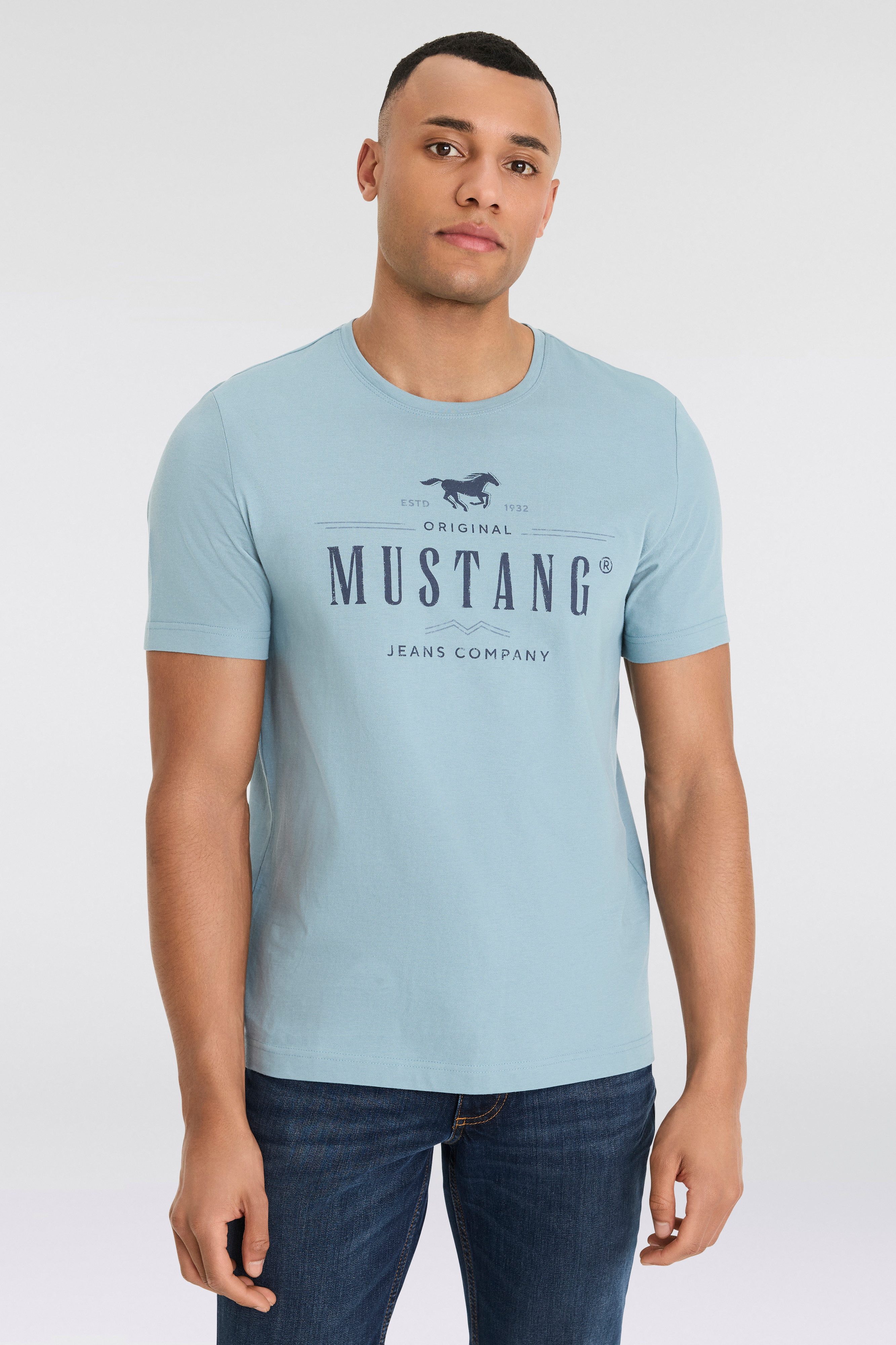 MUSTANG T-shirt Style Alex C Print heren t-shirts maat L (52/54) blauw