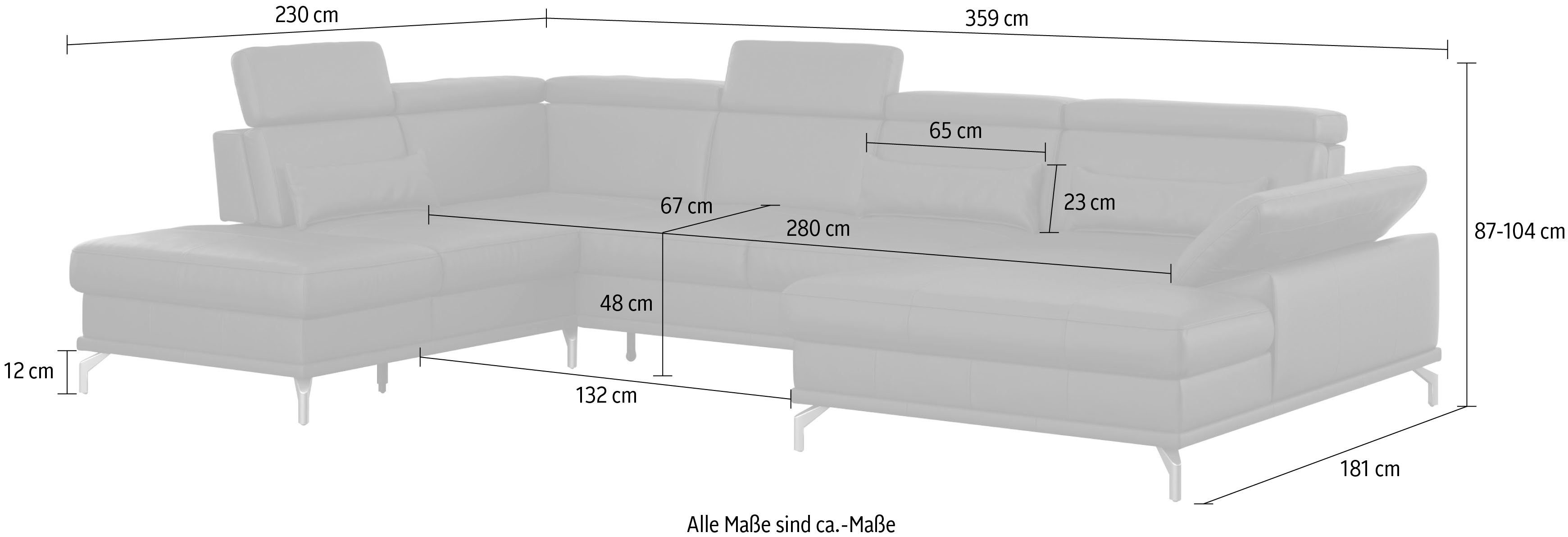 sit&more Zithoek Cabrio U-vorm, met zitdiepteverstelling, arm- en hoofdsteunverstelling