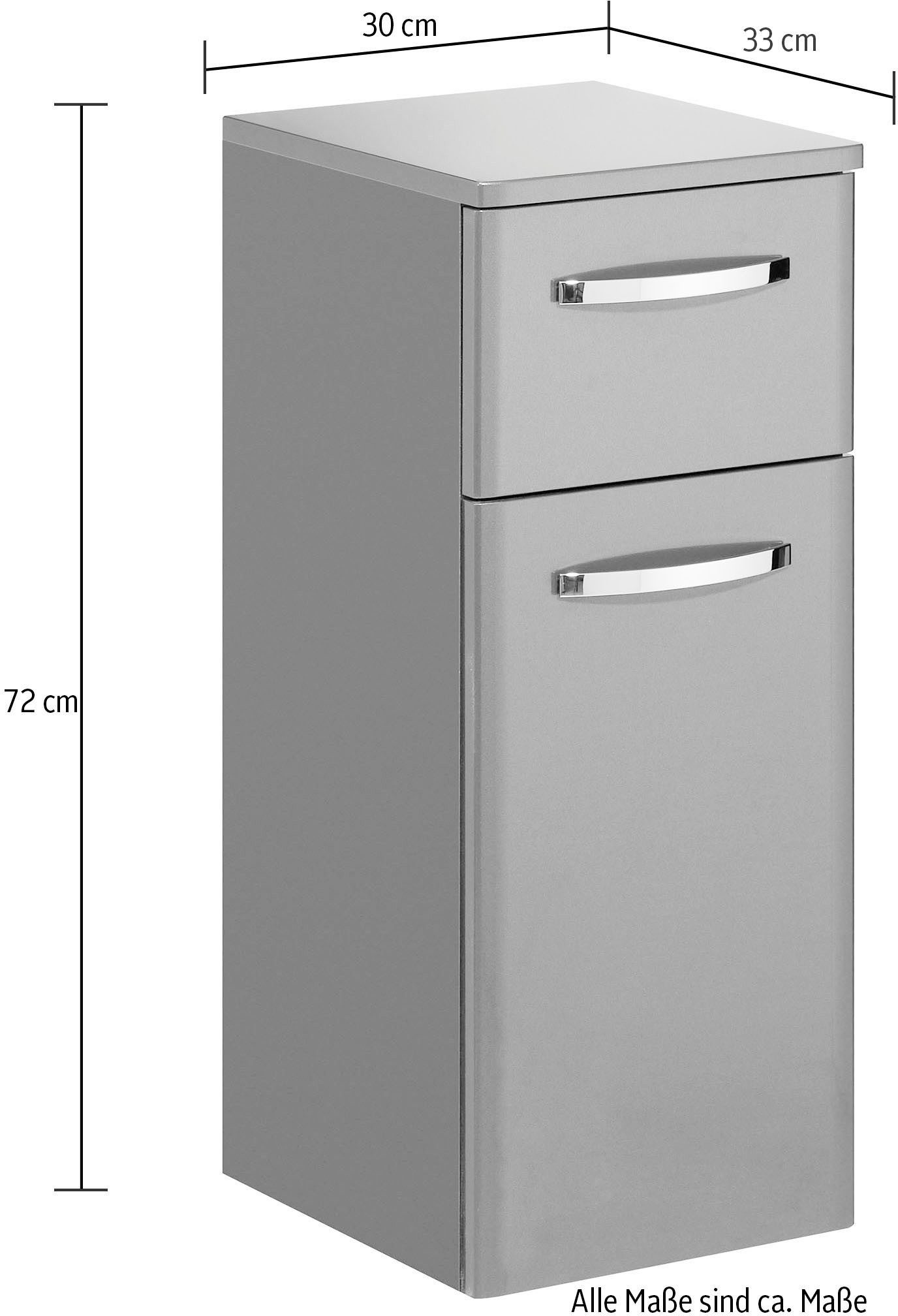 Saphir Badmeubelset Quickset 327 4-delig, wastafelmeubel en led-spiegelkast Antraciet hoogglans, incl. deurdemper, 7 deuren, 1 klep, 2 lades (set, 4 stuks)