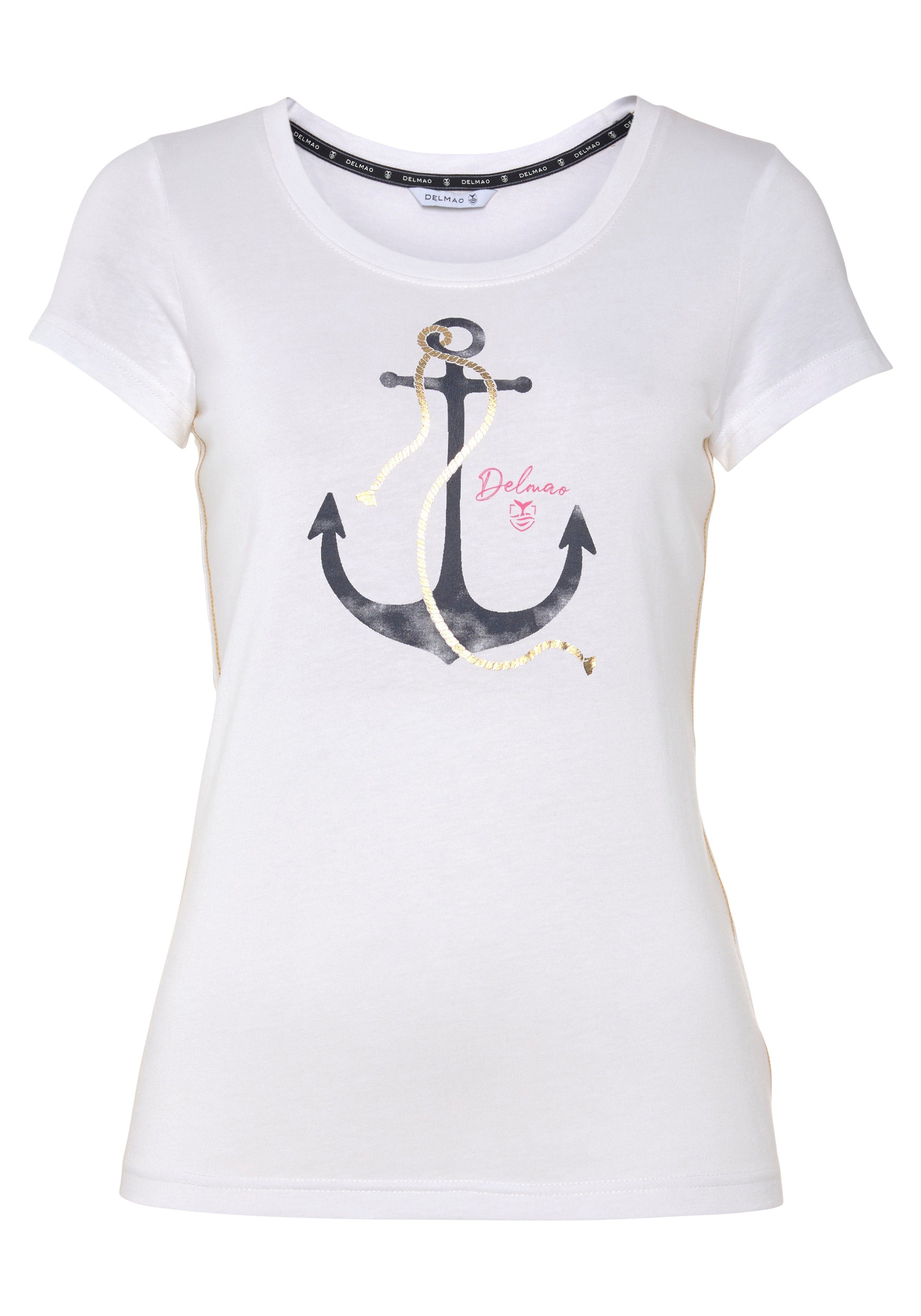 DELMAO Shirt met korte mouwen met maritieme anker-print