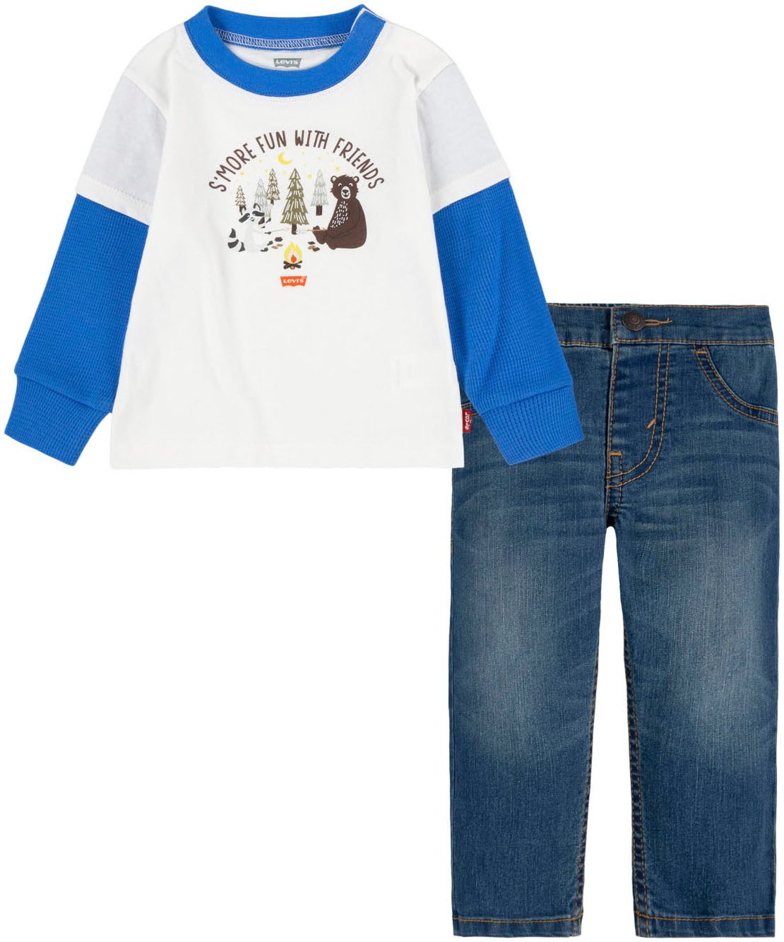 Levi's Kidswear Shirt broek met winterlijke dierenprint (set)