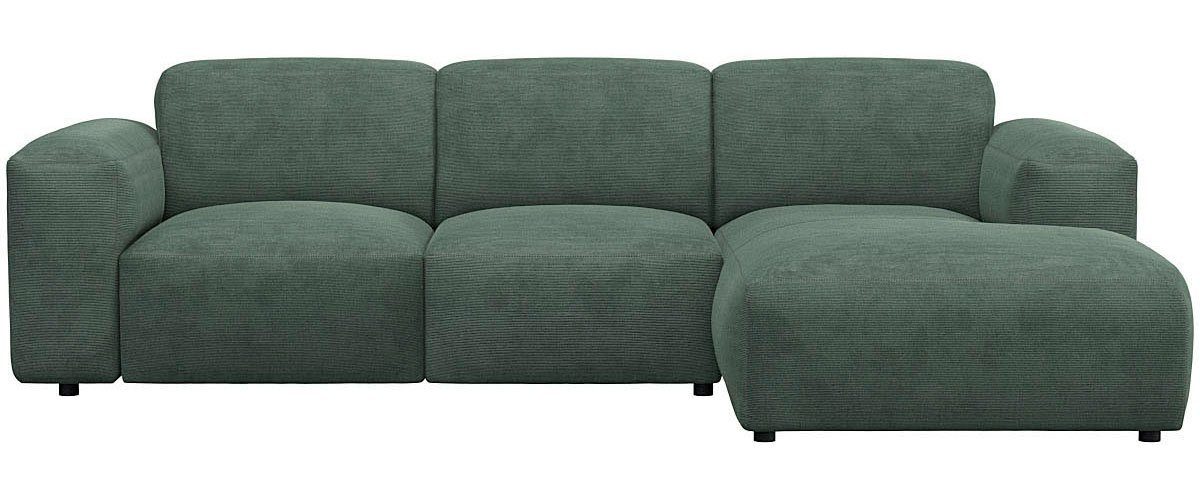 FLEXLUX Hoekbank Lucera Chaise longue rechts of links, L-vorm, comfortabel groen, hoekbanken, Structuur, Chaiselongue rechts