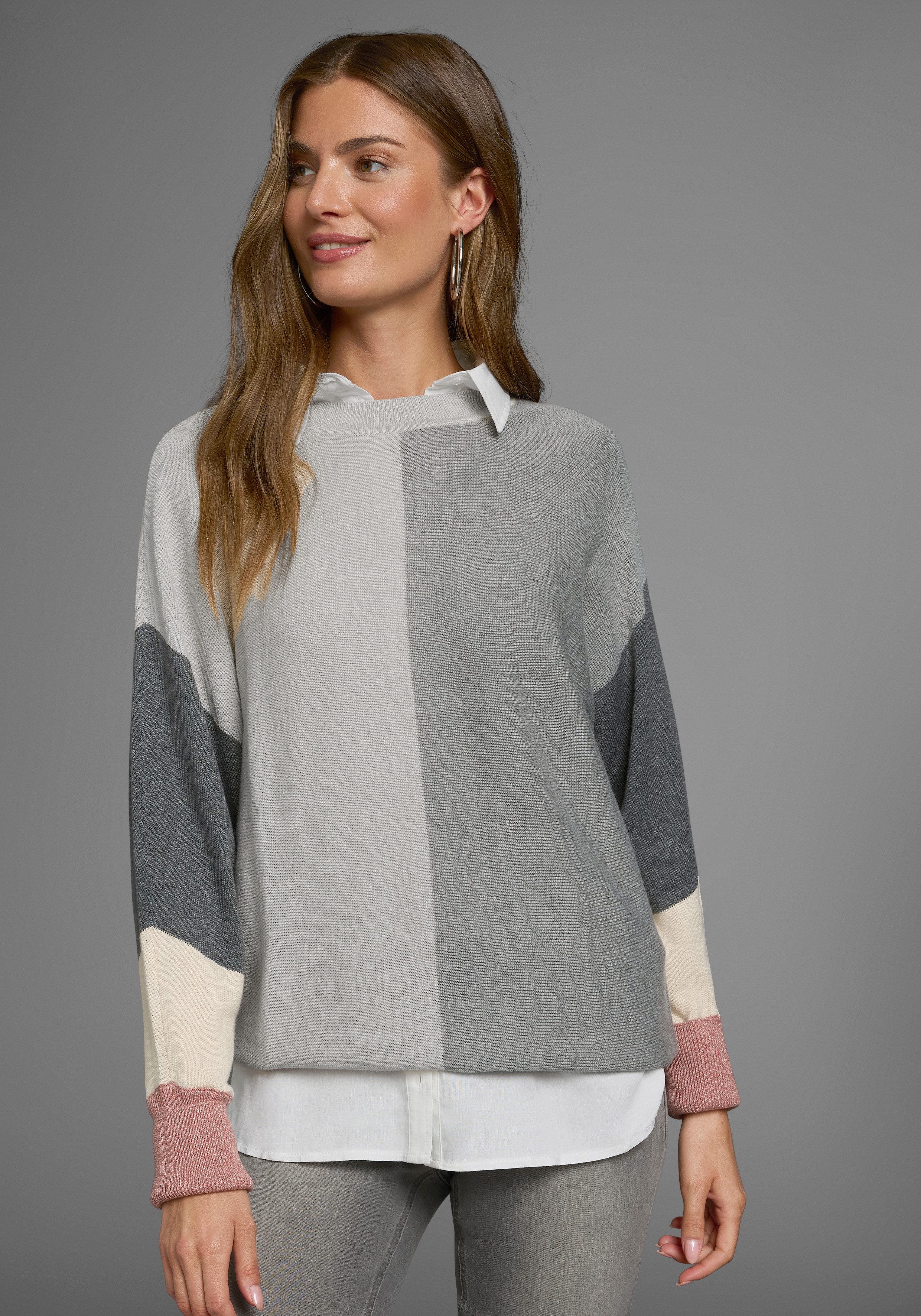 Boysen's Trui met ronde hals met modieuze pastel-colourblocking nieuwe kleur