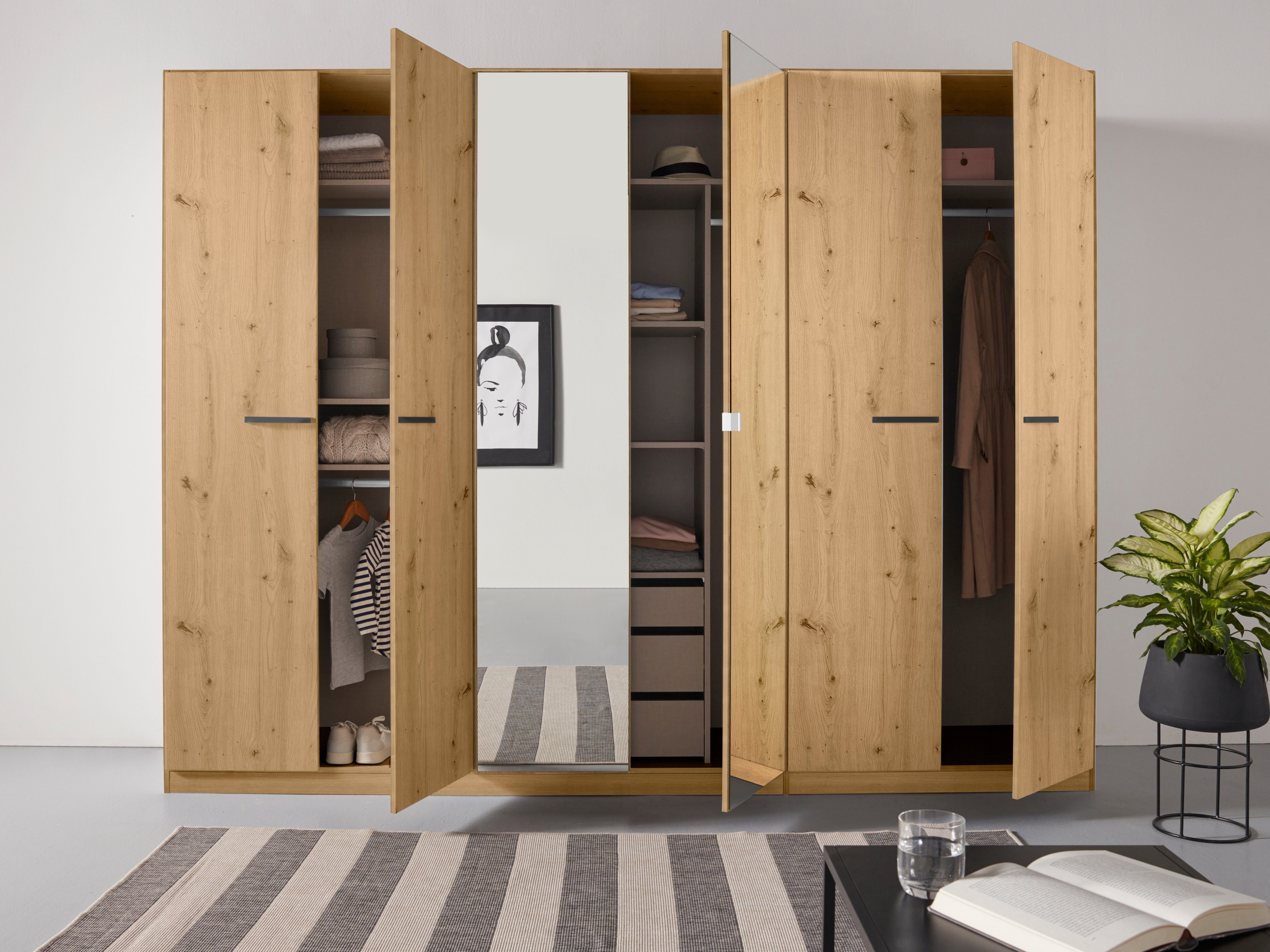 rauch Draaideurkast Kledingkast kast garderobe TOPSELLER OTELI incl. binnenindeling met 3 binnenlades extra planken optioneel met spiegel made in germany