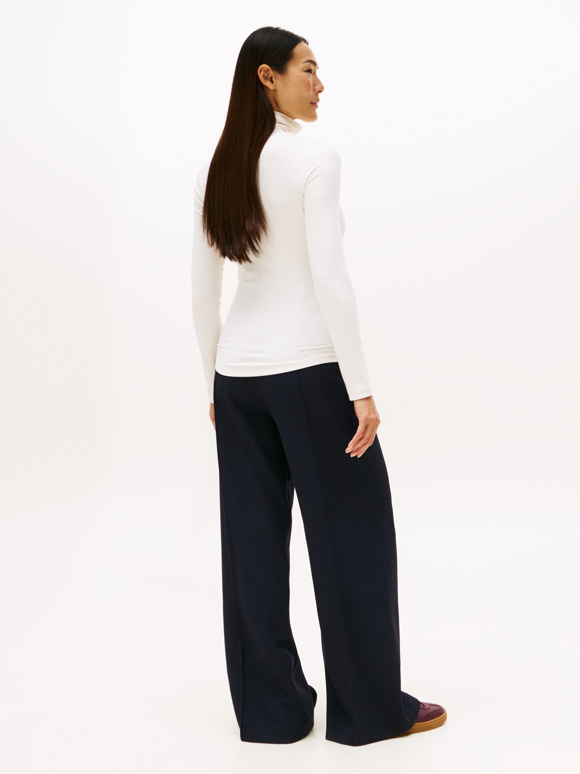 Tommy Hilfiger Shirt met lange mouwen SLIM 5X2 RIB ROLL-NK LS in een geribde structuur