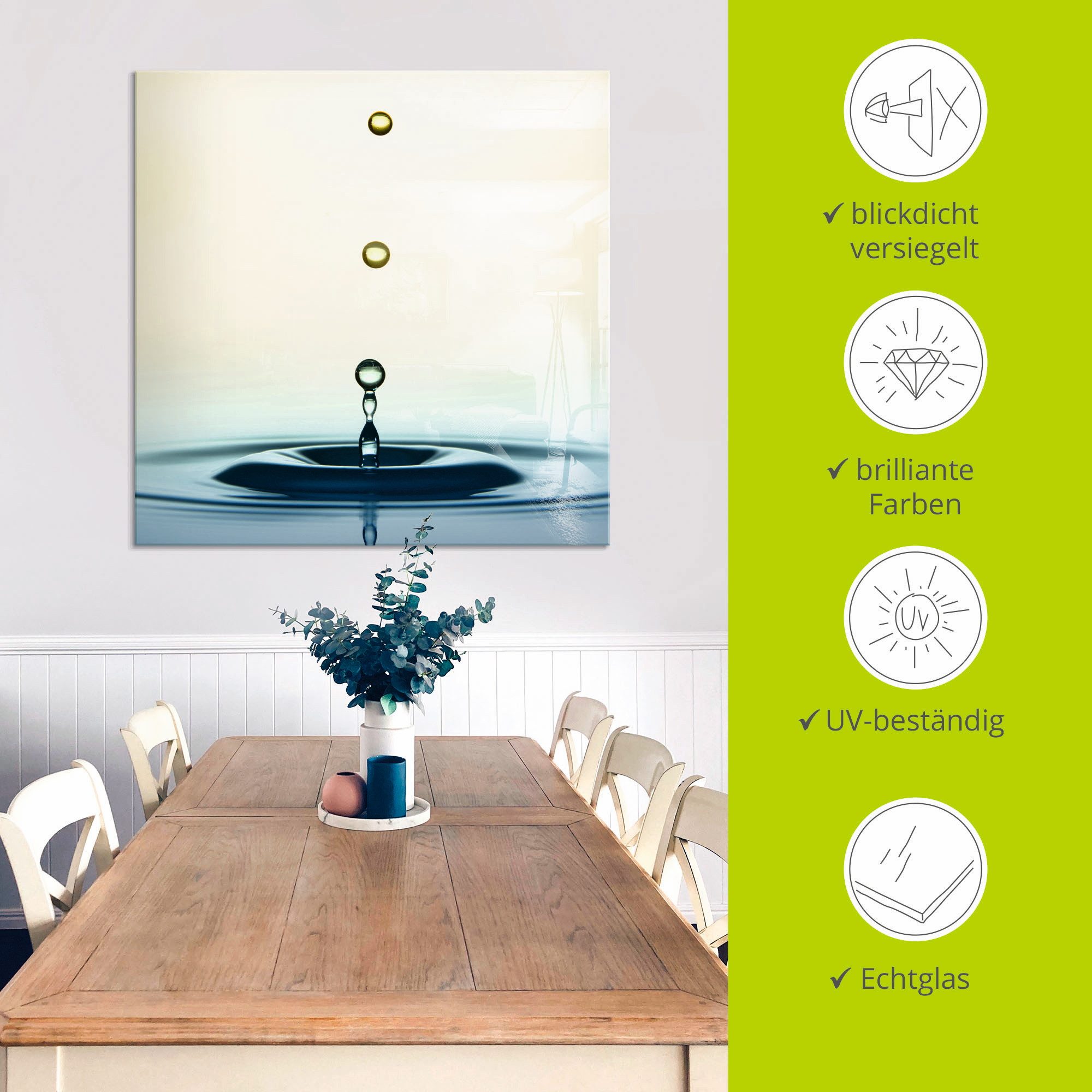 Artland Print op glas Druppel in verschillende maten