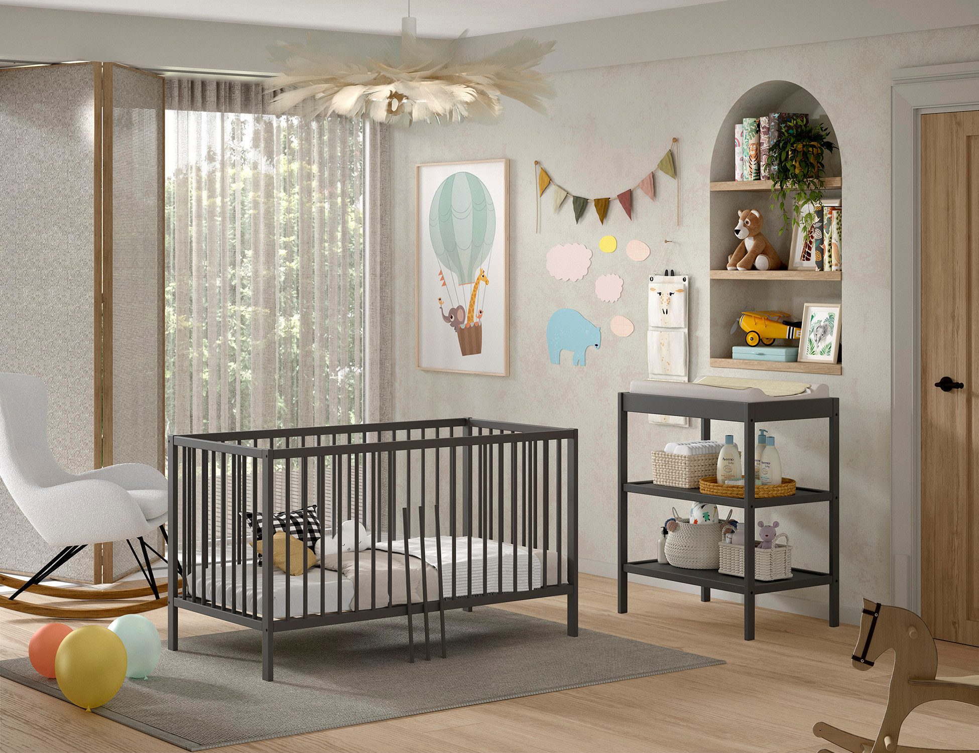 Vipack Babymeubelset Dino is het ideale startpakket voor uw kind van massief beukenhout (2-delig)