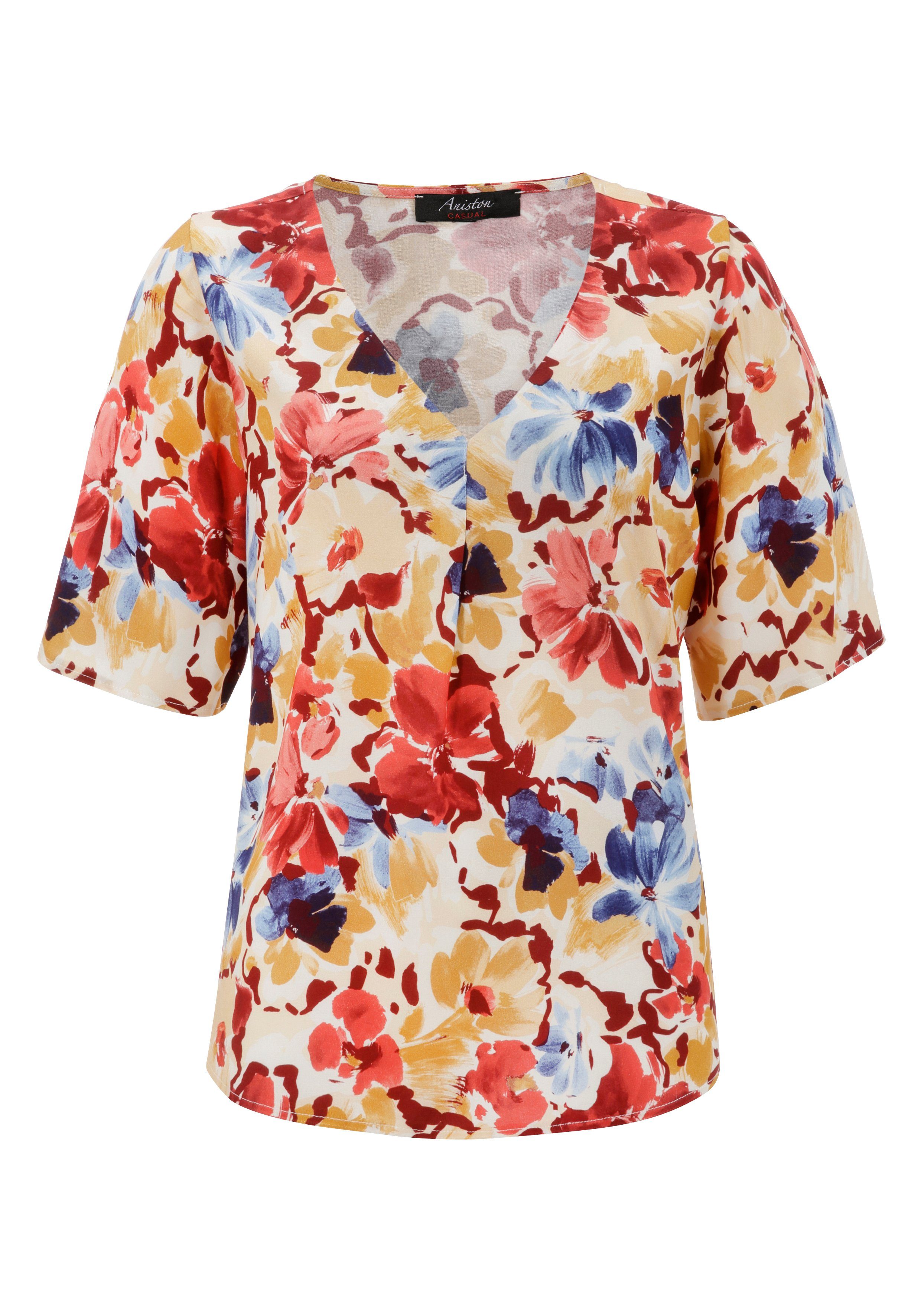 Aniston CASUAL Blouse zonder sluiting met kleurintensieve bloemenprint