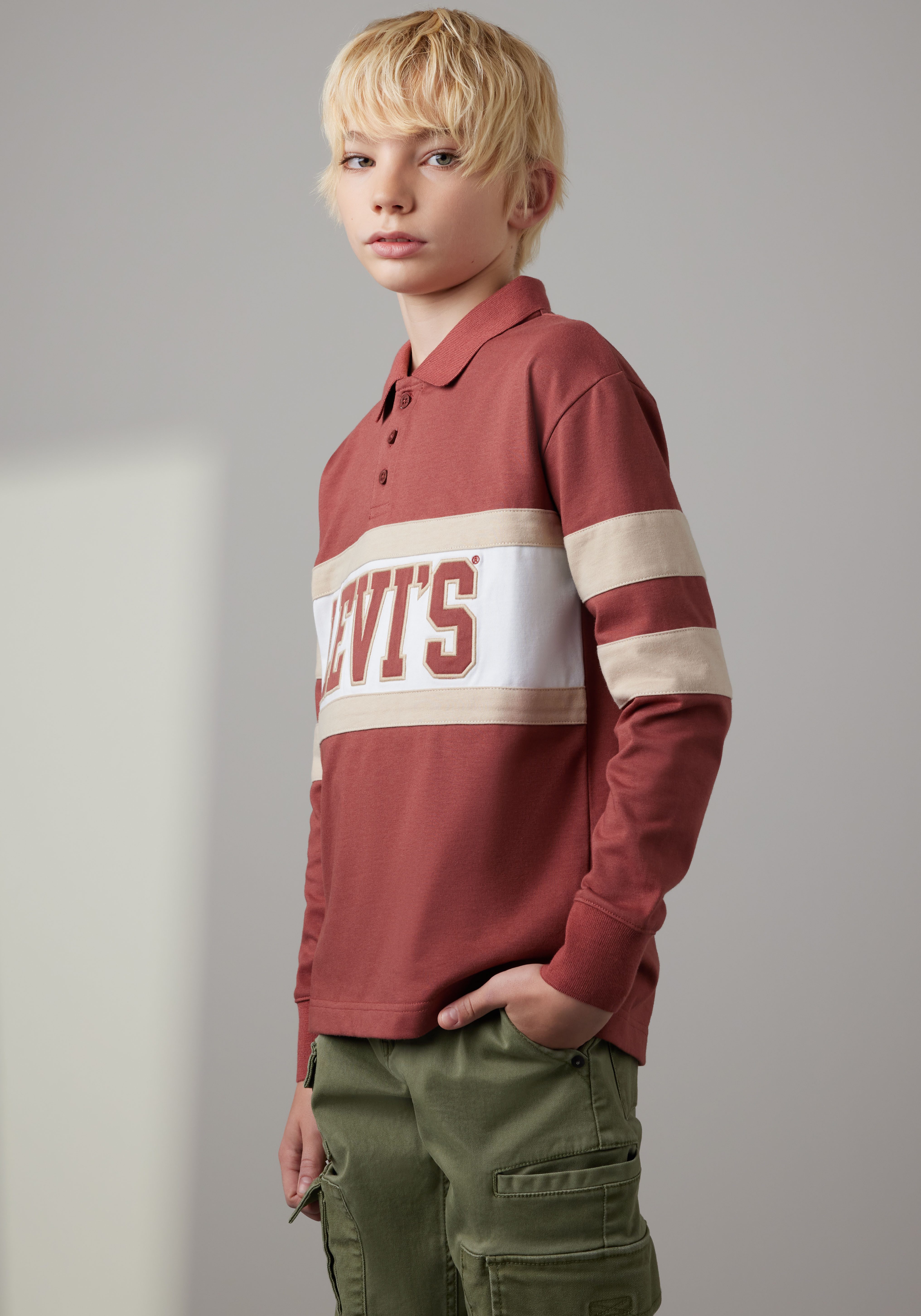 Levi's Kidswear Poloshirt met lange mouwen LVB RELAXED LS POLO met merkopschrift voor jongens