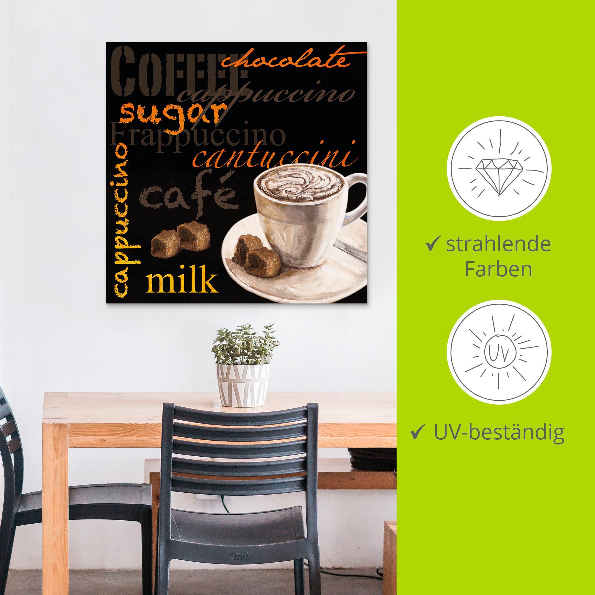 Artland Artprint Koffie als aluminiumfoto, buitenfoto in verschillende maten