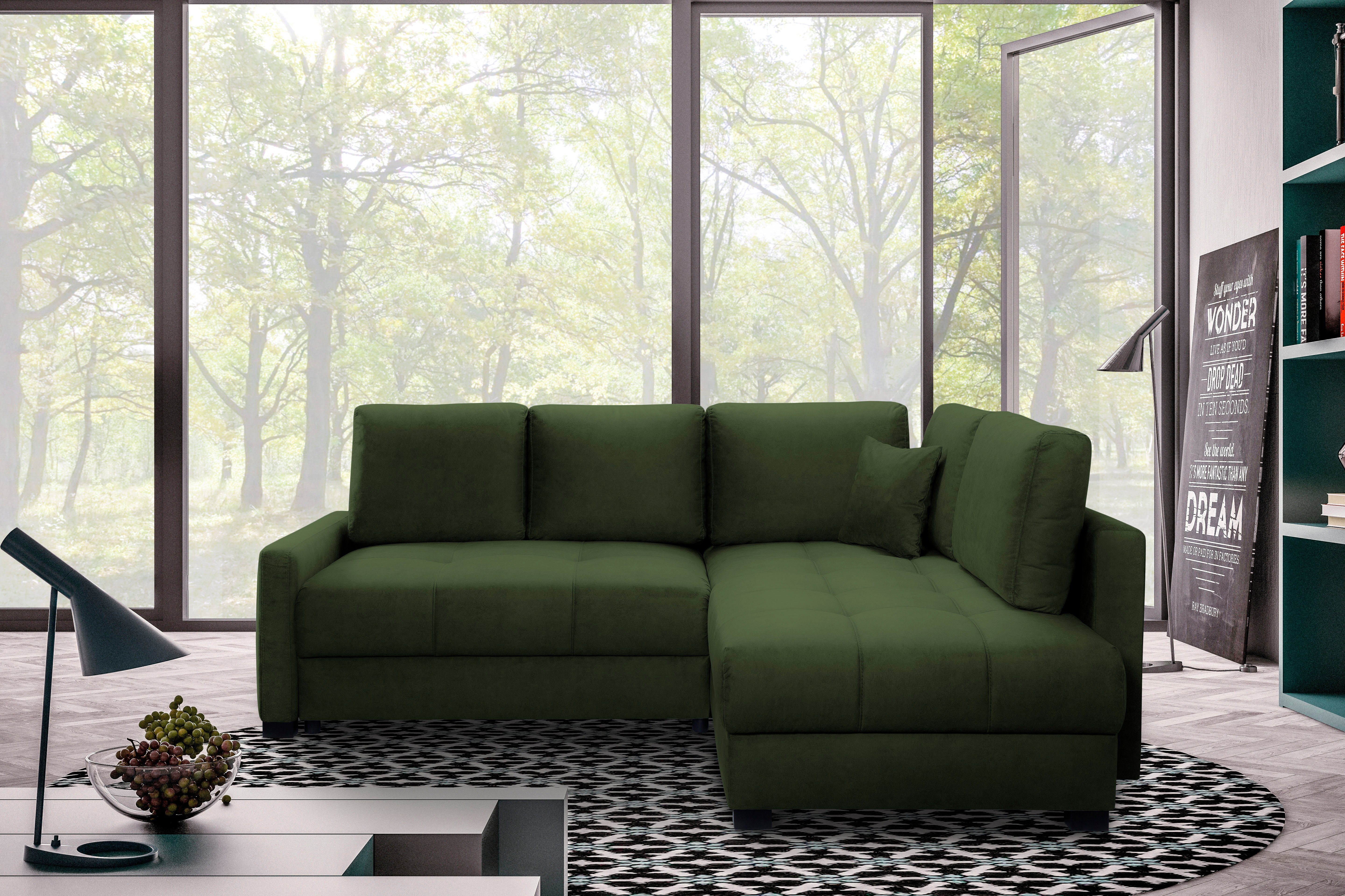 exxpo - sofa fashion Hoekbank Chester, boxspring pocketvering bekleding voor comfortabeler zitcomfort (2-delig) groen, hoekbanken, Breedte