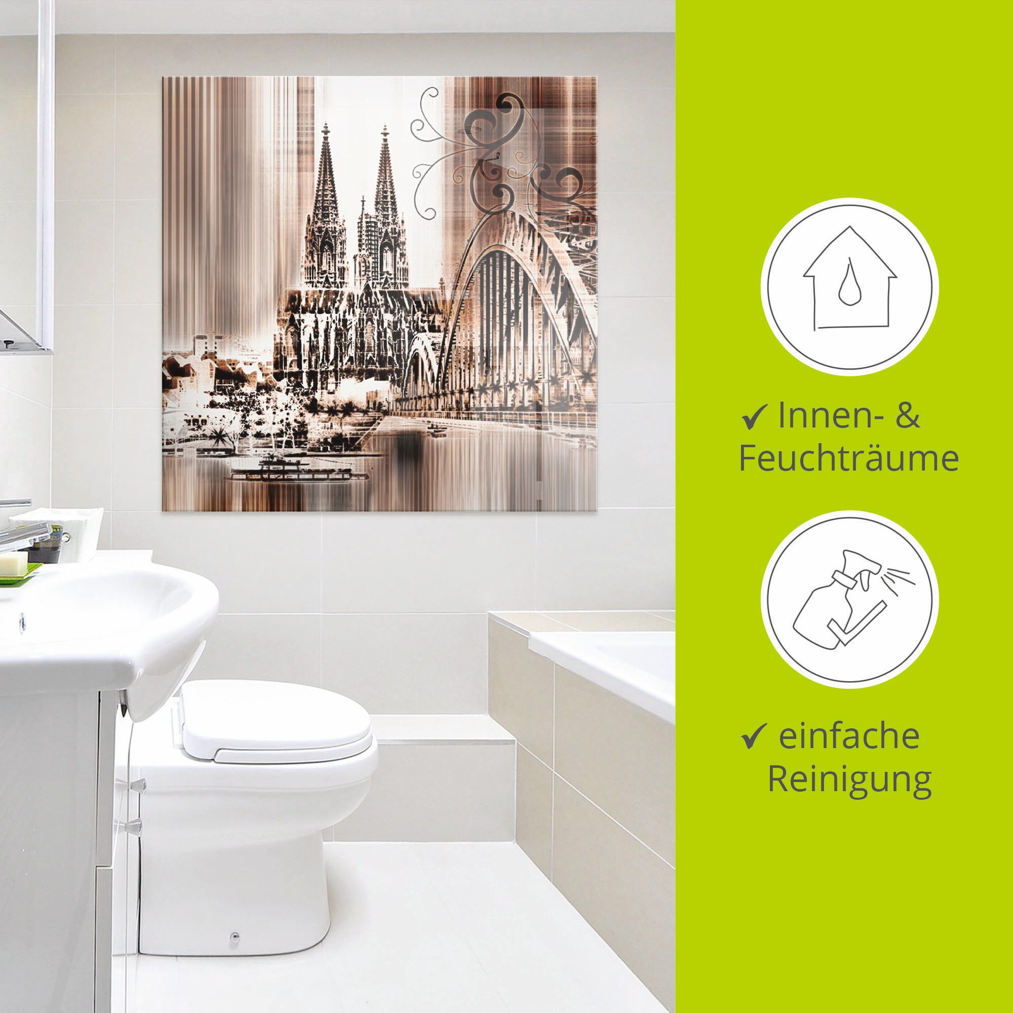 Artland Print op glas Keulen Skyline collage VI