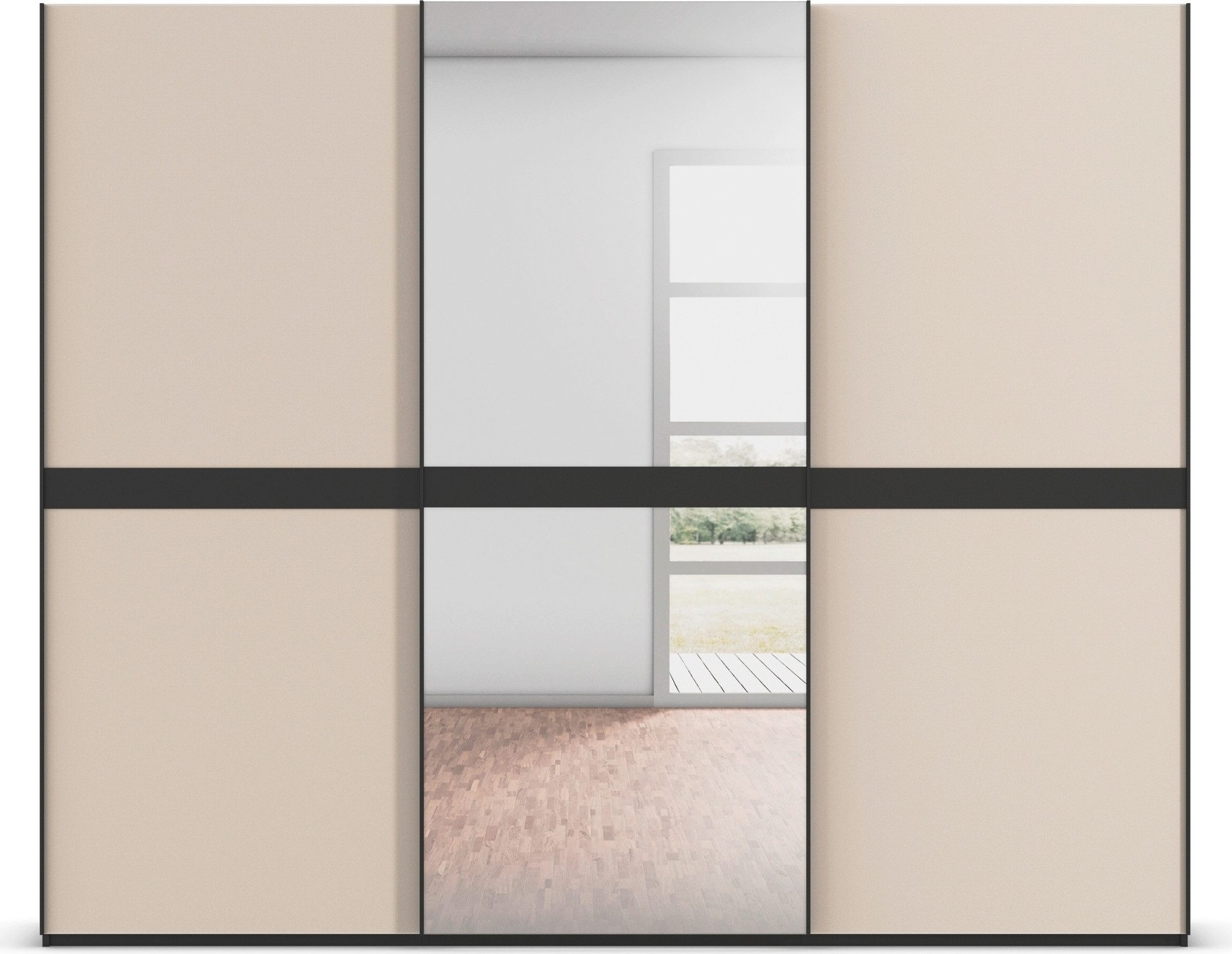 rauch Schuifdeurkast Kledingkast kast garderobe slaapkamerkast SCALE-LINE edel uiterlijk met buikband met glas/spiegel-front made in germany