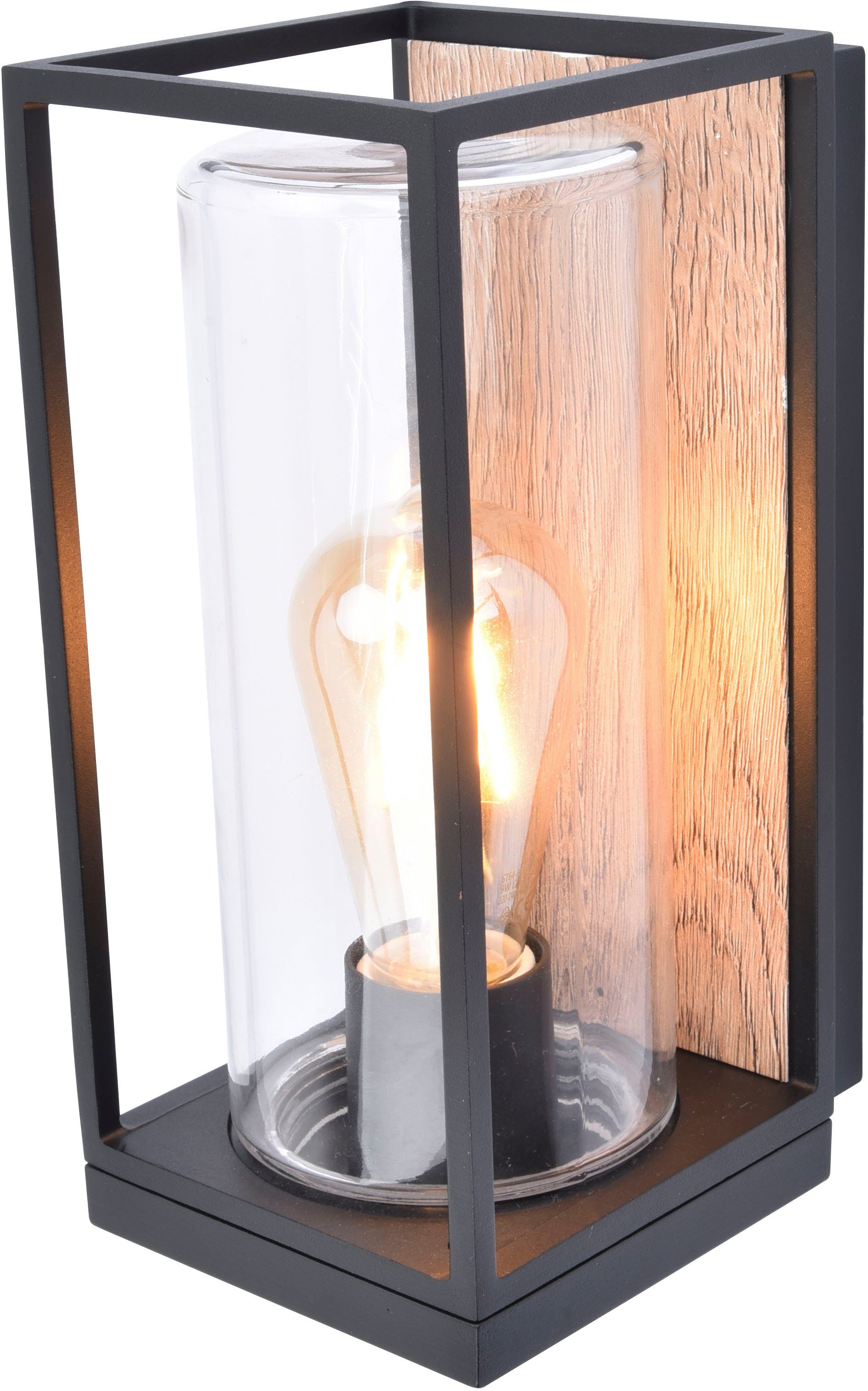 Lutec FLAIR 5288814012 Buitenlamp (wand) E27 Zwart (mat), Hout