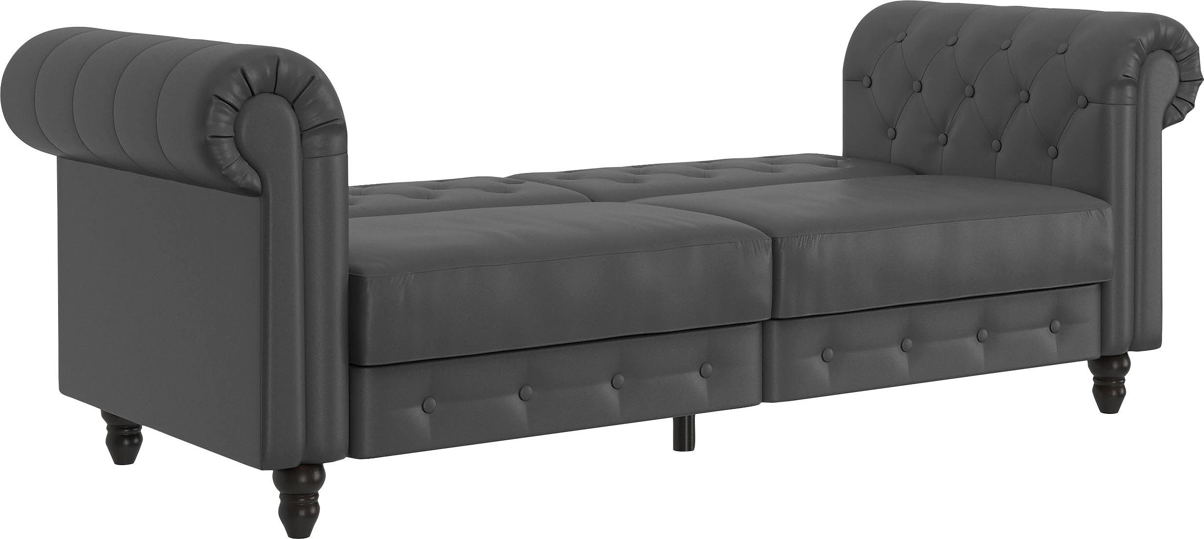 Dorel Home 3-zitsbank Felix, slaapbank 236 cm(ligoppervlak 108 x 190 cm), rugleuning 3-voudig verstelbaar, velours, kunstleer, luxe vintage microvezel