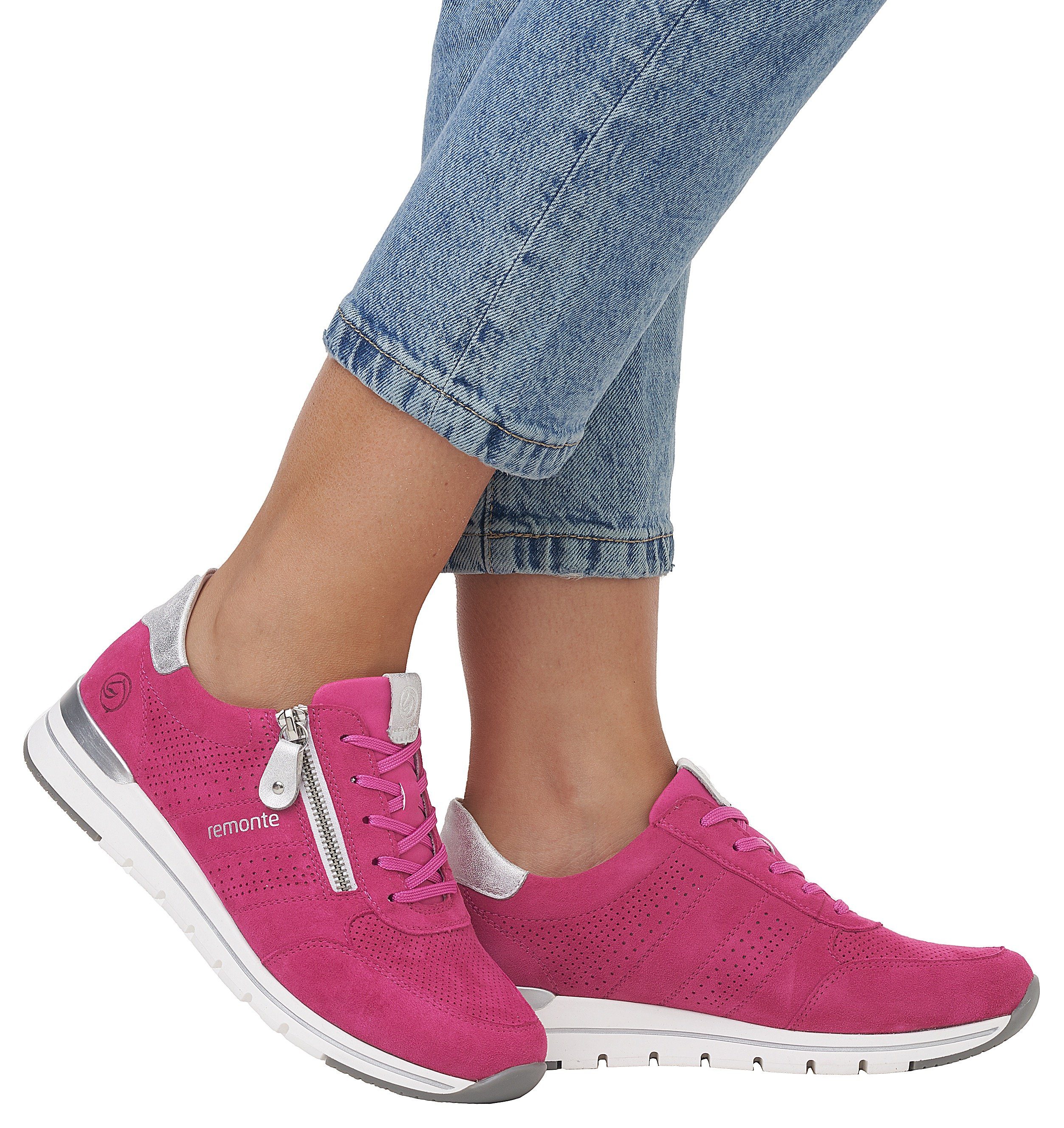Remonte Sneakers met sleehak met praktische verwisselbare binnenzool, vrijetijdsschoen, lage schoen, veterschoen