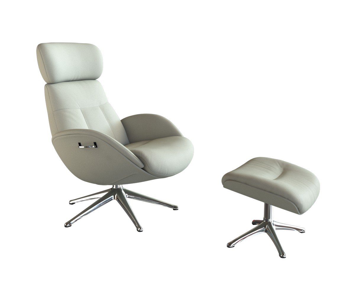 FLEXLUX Relaxfauteuil Elegant, functionele stoel, gestoffeerde stoel, armleuningen, TV-fauteuil, Premium comfort, rug- en hoofdeindeverstelling, draaibaar, voet van aluminium