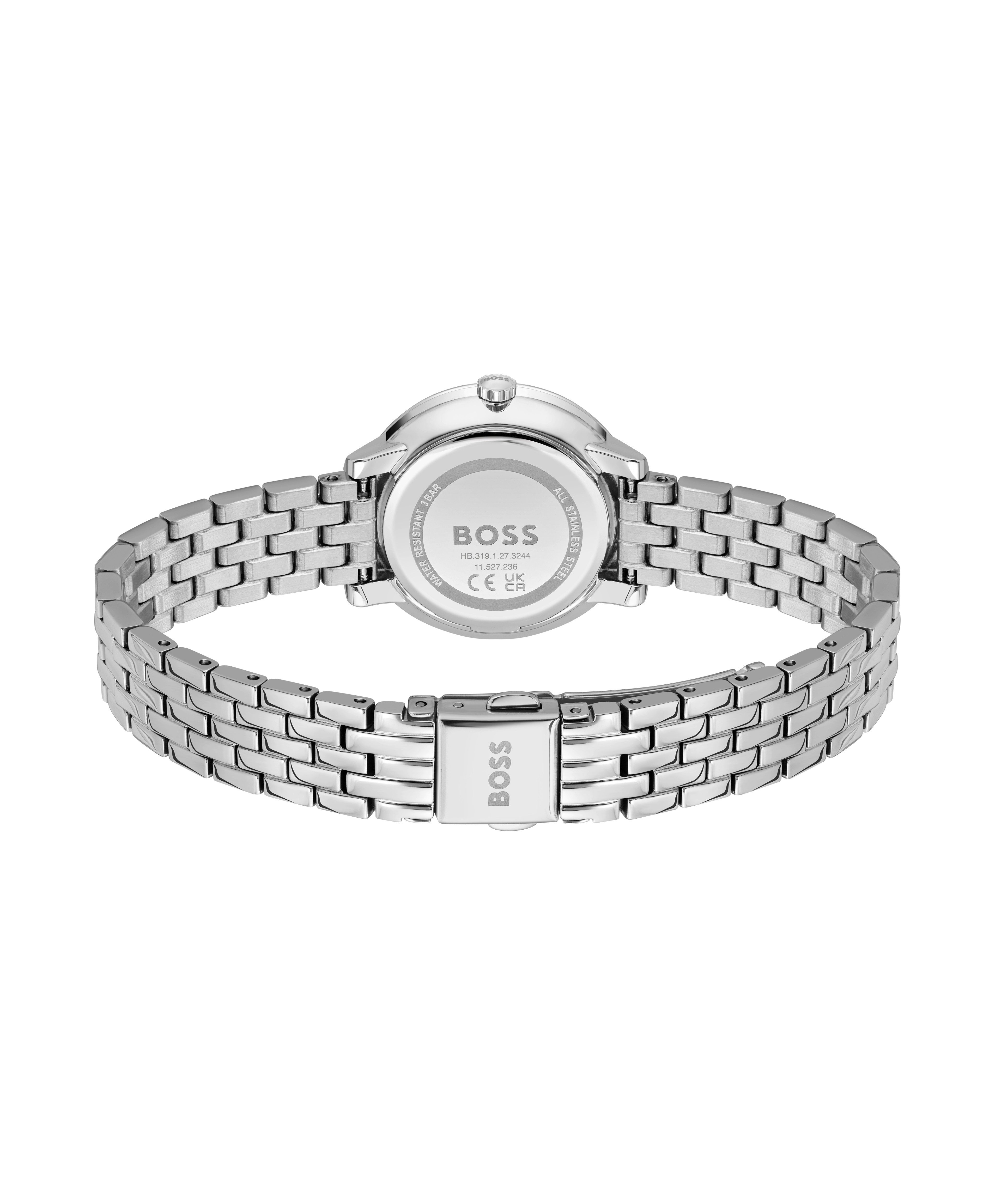 Boss Kwartshorloge Lucia Horloge, dameshorloge, lederen armband, analoog, glasstenen