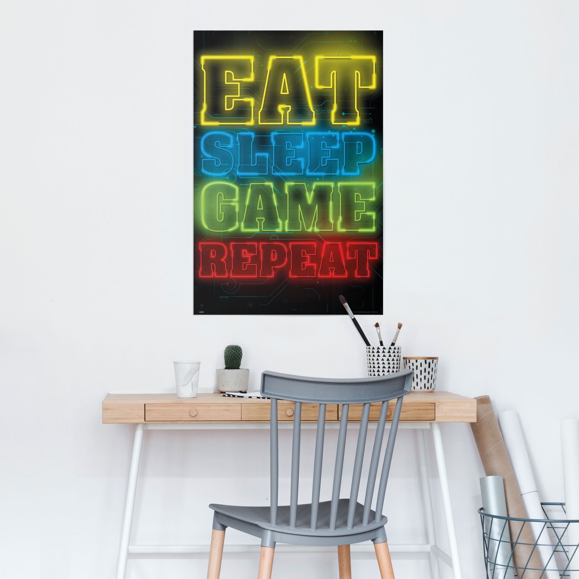 Reinders! Poster gokken Eat sleep game repeat