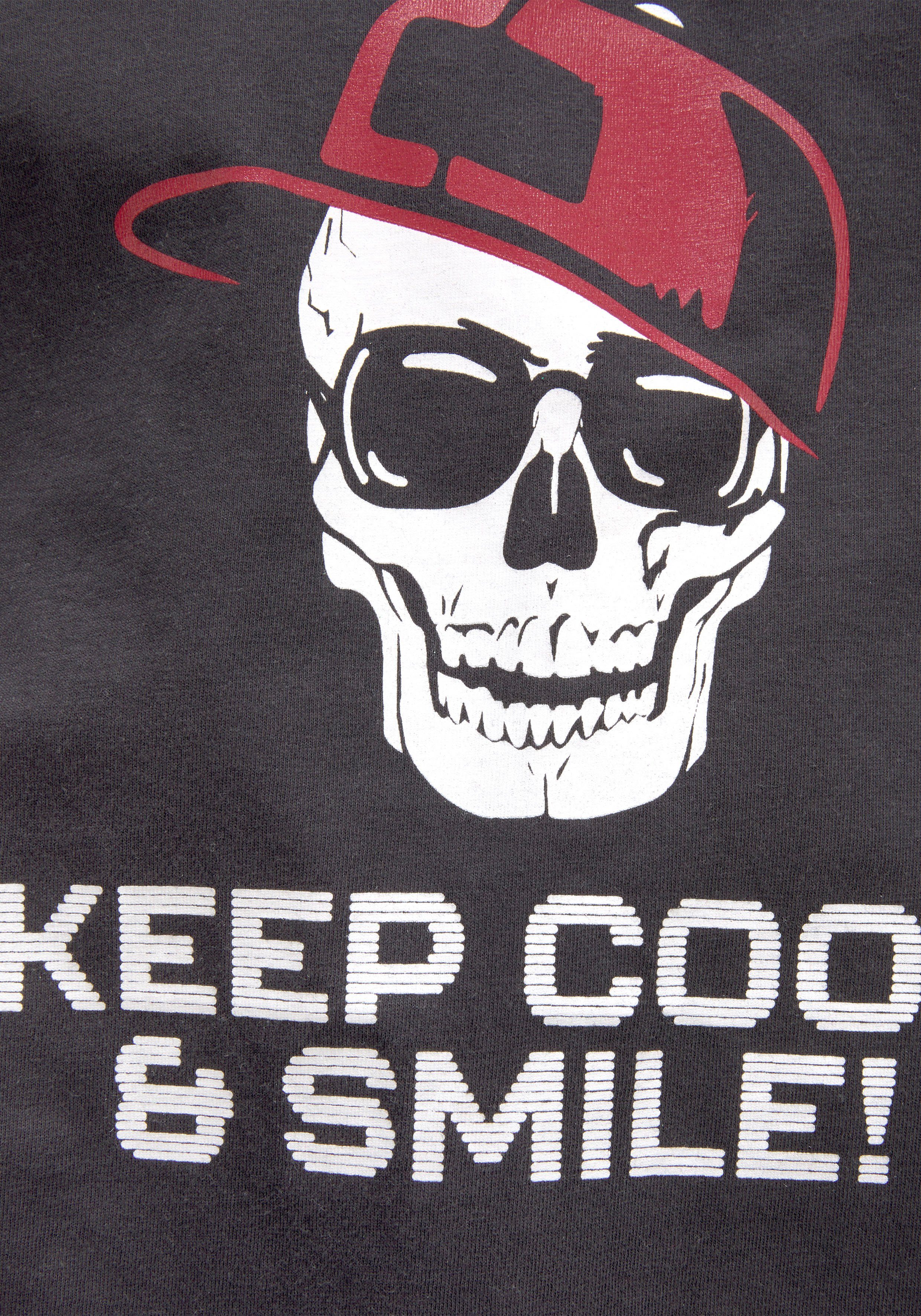 KIDSWORLD T-shirt Met spreuk-print: KEEP COOL... korte mouwen, basic gesneden, ronde hals, van katoen